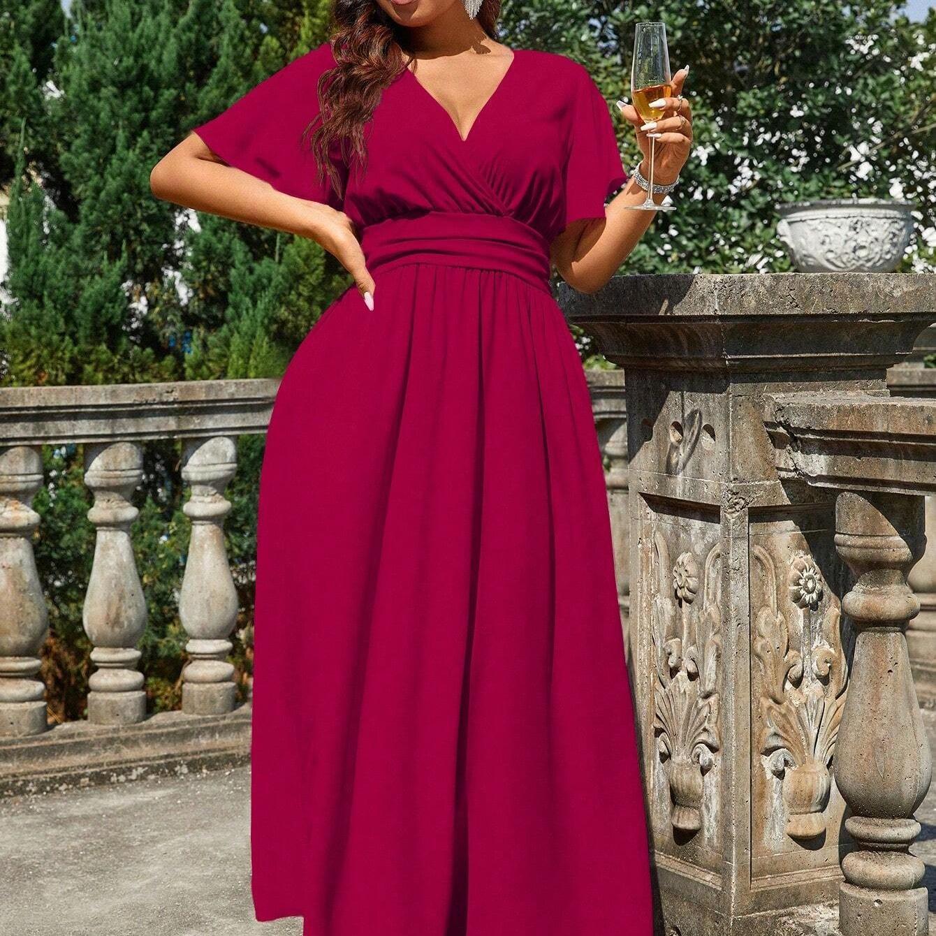 Damen Maxikleid mit elegantem Wickeloberteil und fließendem Rock R&B - Image 5