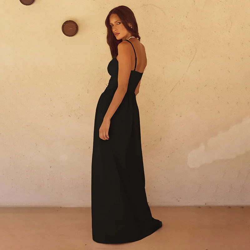 Damen Maxikleid mit eleganter V-Form und fließendem Stoff R&B - Image 2