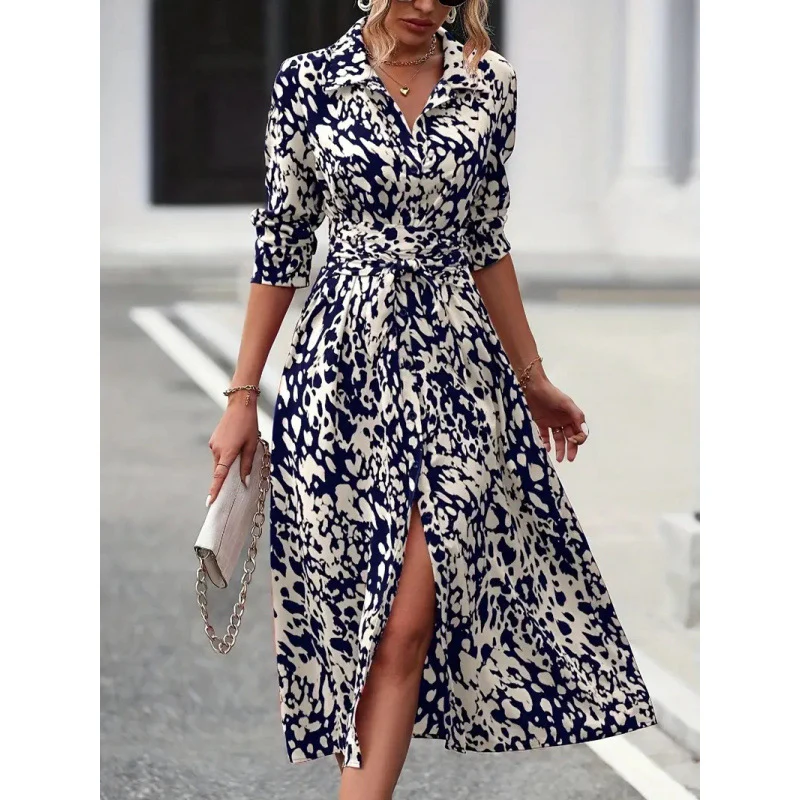 Damen Maxikleid mit figurbetontem Schnitt und elegantem Animal-Print R&B - Image 3