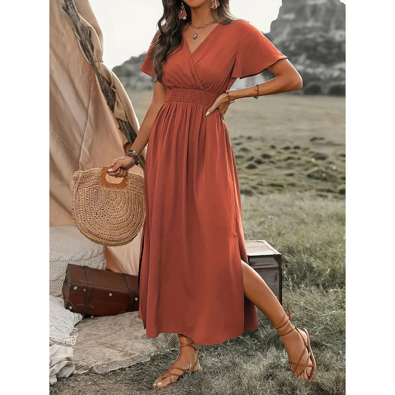 Damen Maxikleid mit fließendem Schnitt und Wickeldetails R&B - Image 9