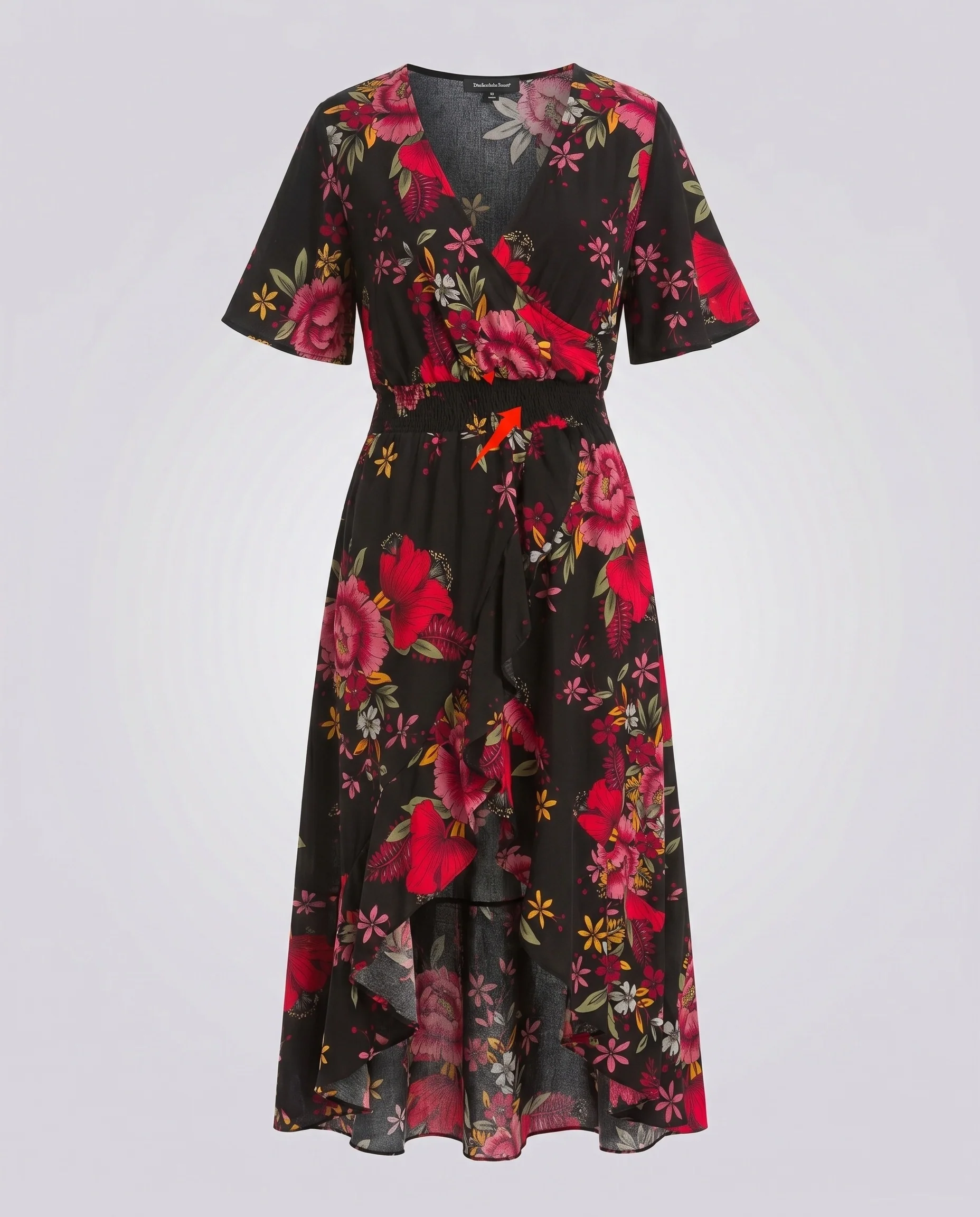 Damen Maxikleid mit floralem Design und elastischem Taillenbund R&B - Image 6