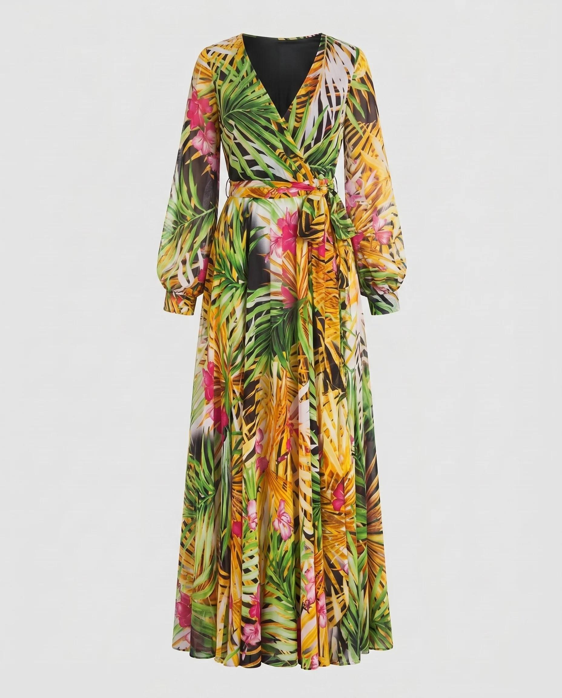 Damen Maxikleid mit floralem Design und tiefem V-Ausschnitt R&B - Image 7