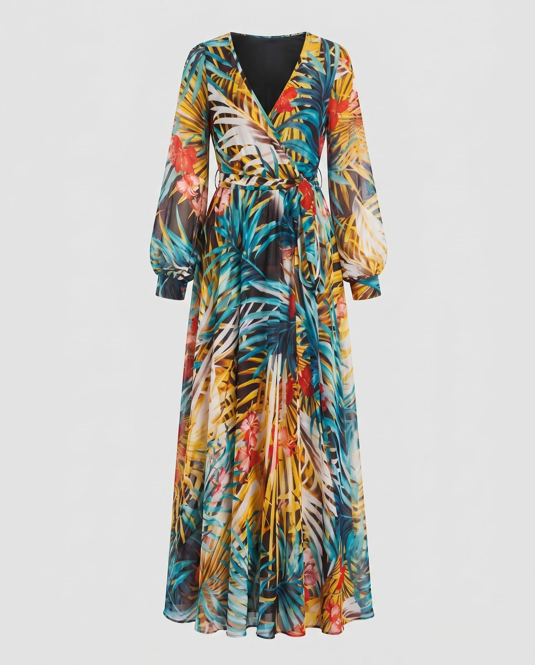 Damen Maxikleid mit floralem Design und tiefem V-Ausschnitt R&B - Image 8