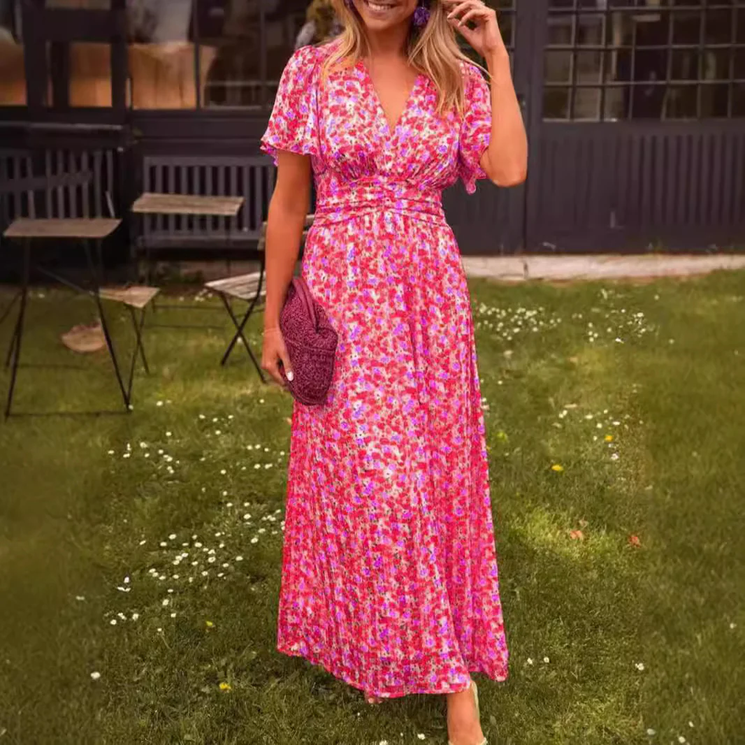 Damen Maxikleid mit floralem Muster und raffinierten Ärmeln R&B - Image 4
