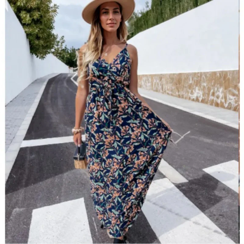 Damen Maxikleid mit floralem Wickel-Design und verstellbarem Bund R&B - Image 3