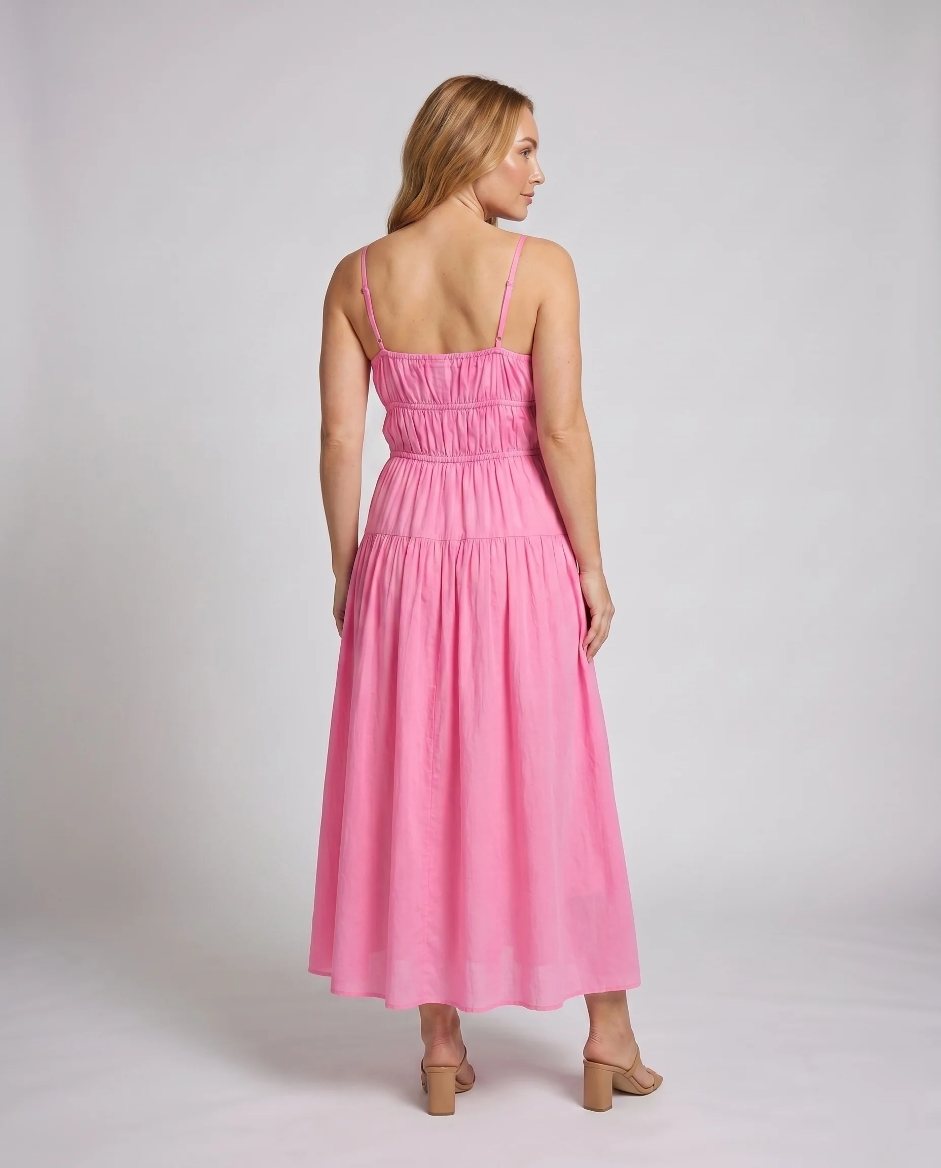 Damen Maxikleid mit geknöpften Rüschendetails und verstellbaren Trägern - Image 4