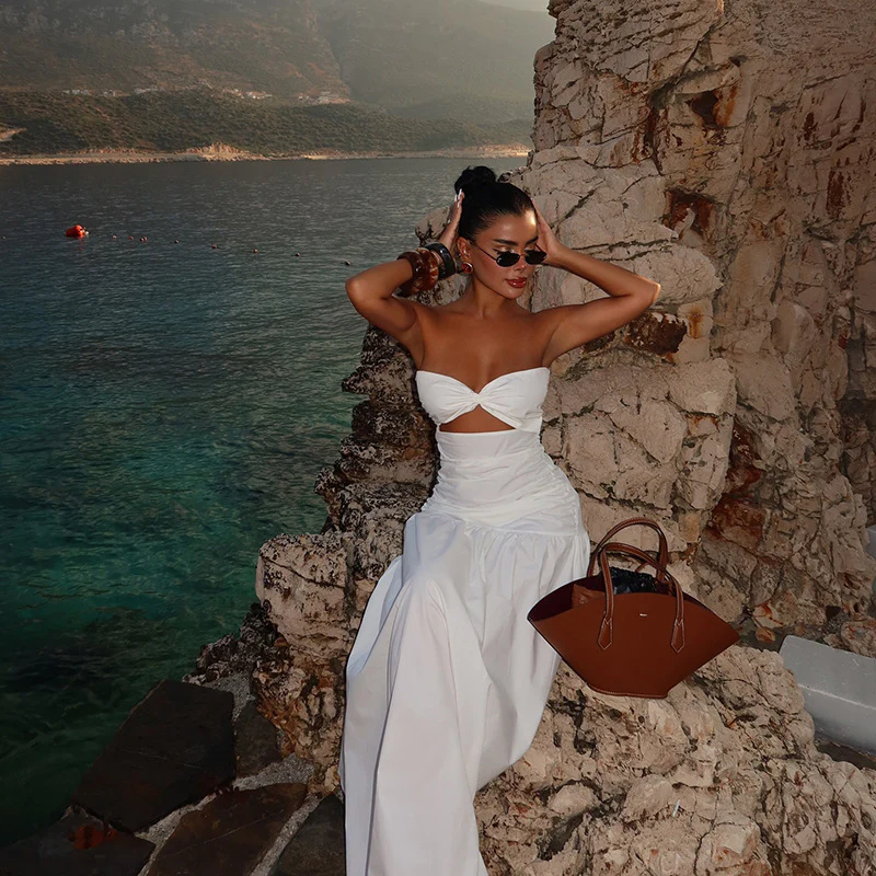 Damen Maxikleid mit gerafftem Oberteil und verspieltem Rock R&B - Image 3