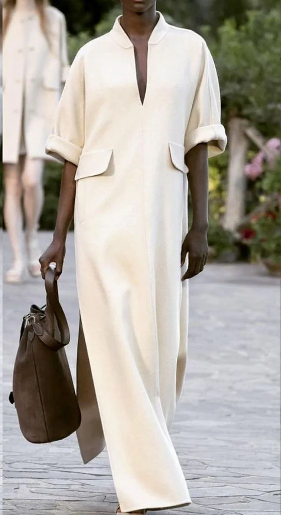 Damen Maxikleid mit lässigem Kimono-Schnitt und seitlichen Taschen R&B - Image 3