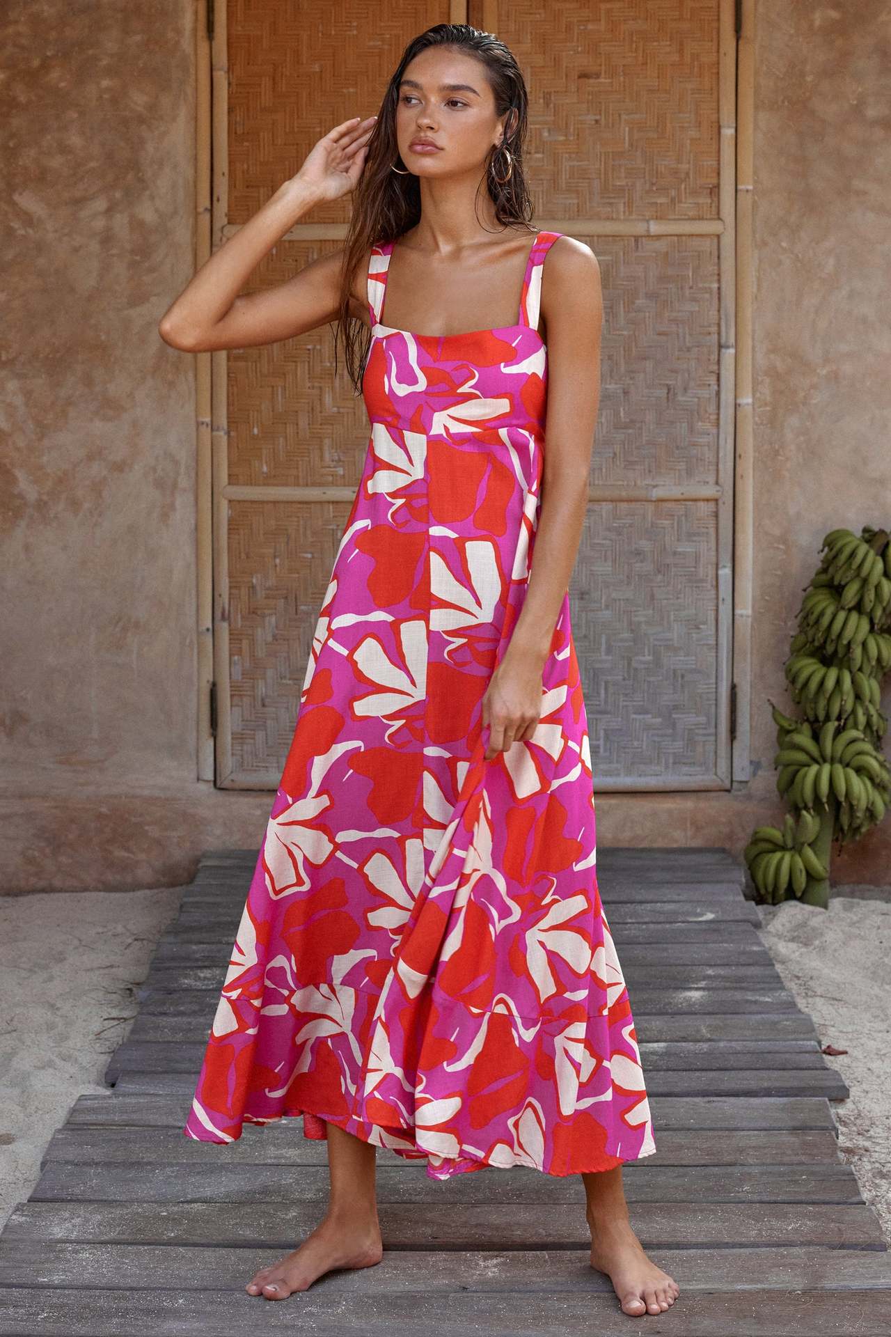 Damen Maxikleid mit lebhaftem floralem Design und schwingendem Rock R&B - Image 6