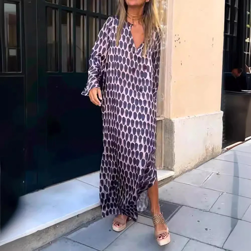 Damen Maxikleid mit modernem grafischen Muster und luftigen Ärmeln R&B - Image 5