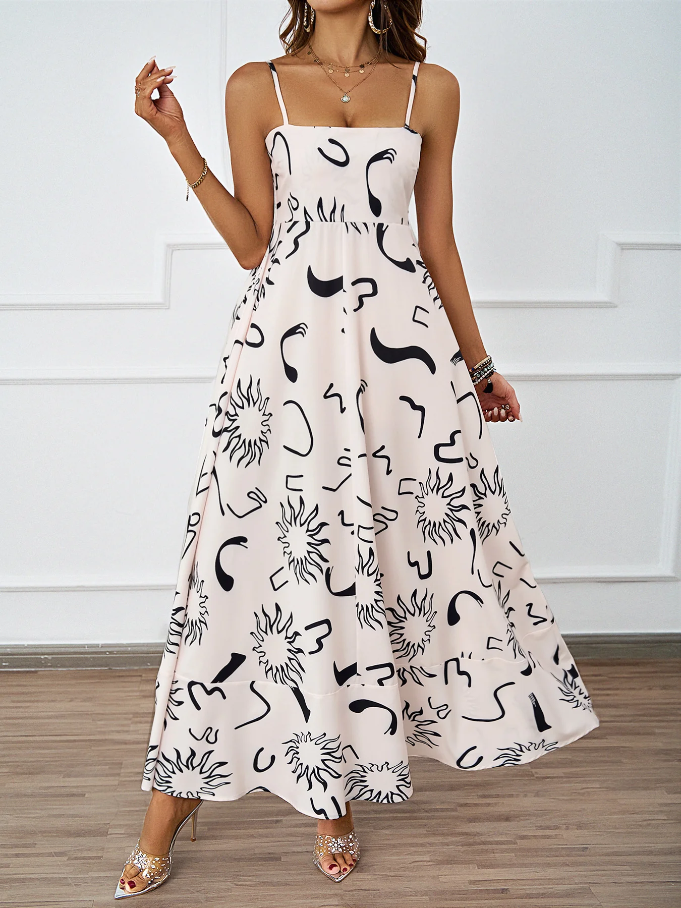 Damen Maxikleid mit modernem graphischem Druck und lockerer Passform R&B - Image 7