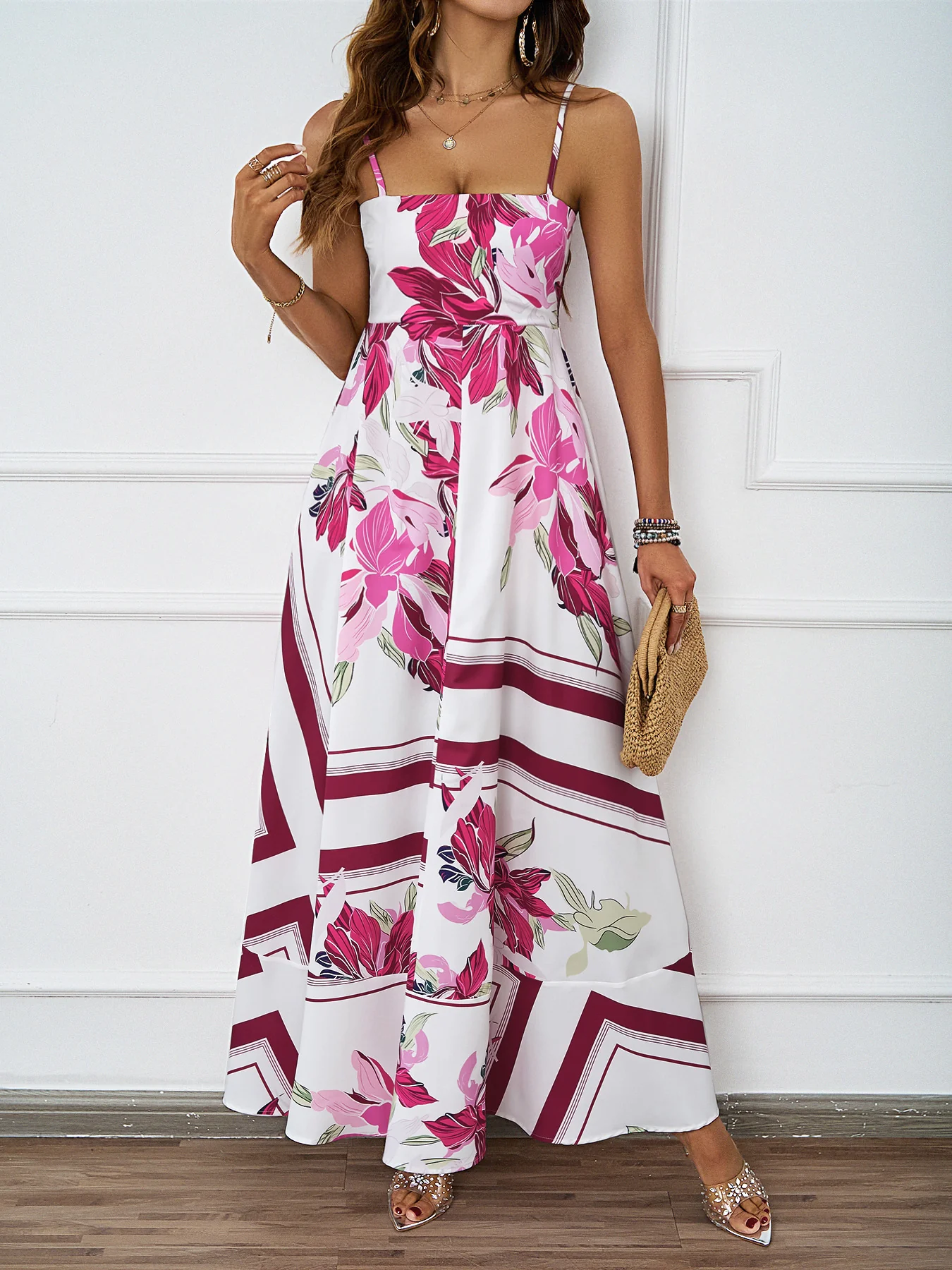 Damen Maxikleid mit modernem graphischem Druck und lockerer Passform R&B - Image 9
