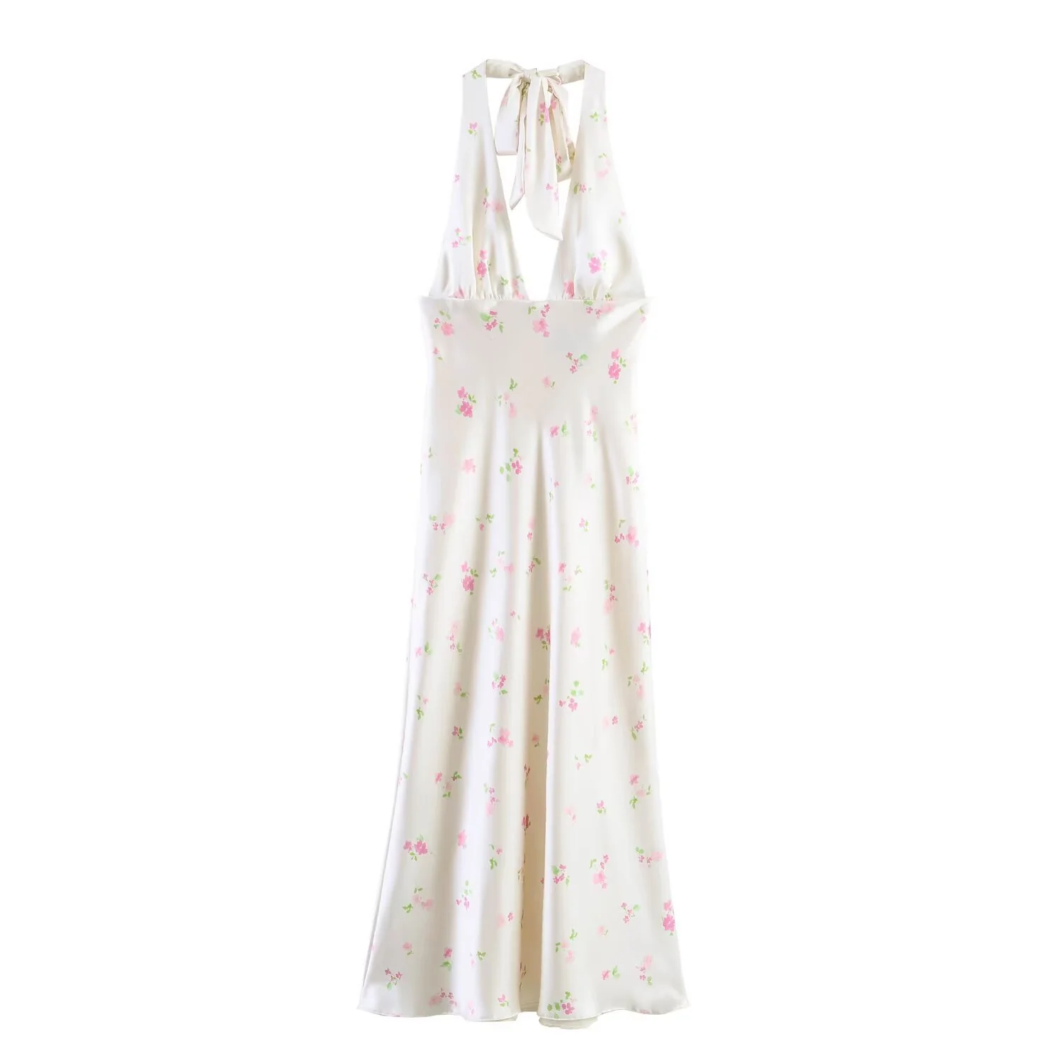 Damen Maxikleid mit offenem Rücken und zarten Blumenmustern R&B