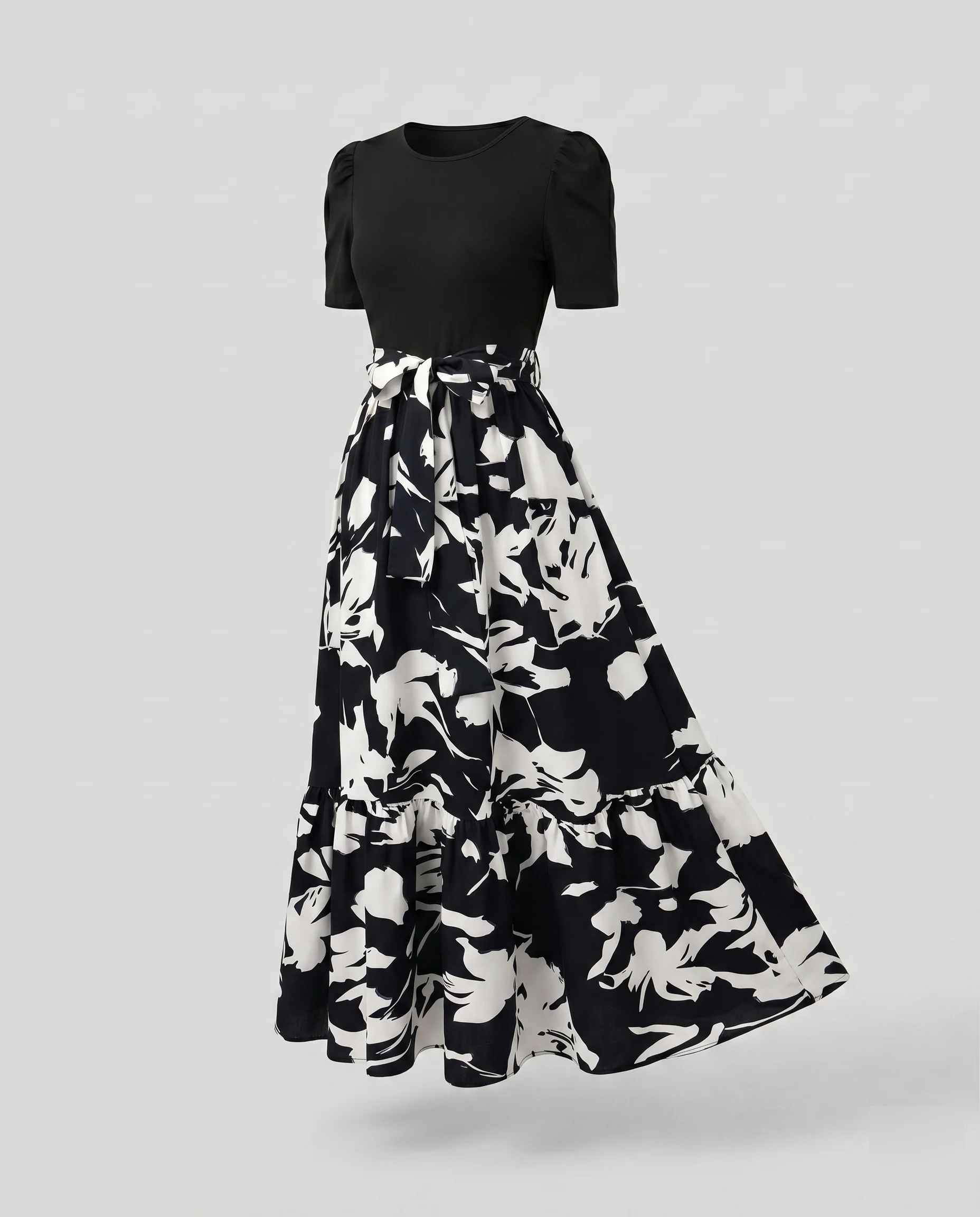 Damen Maxikleid mit Puffärmeln und Leopardenmuster R&B - Image 11
