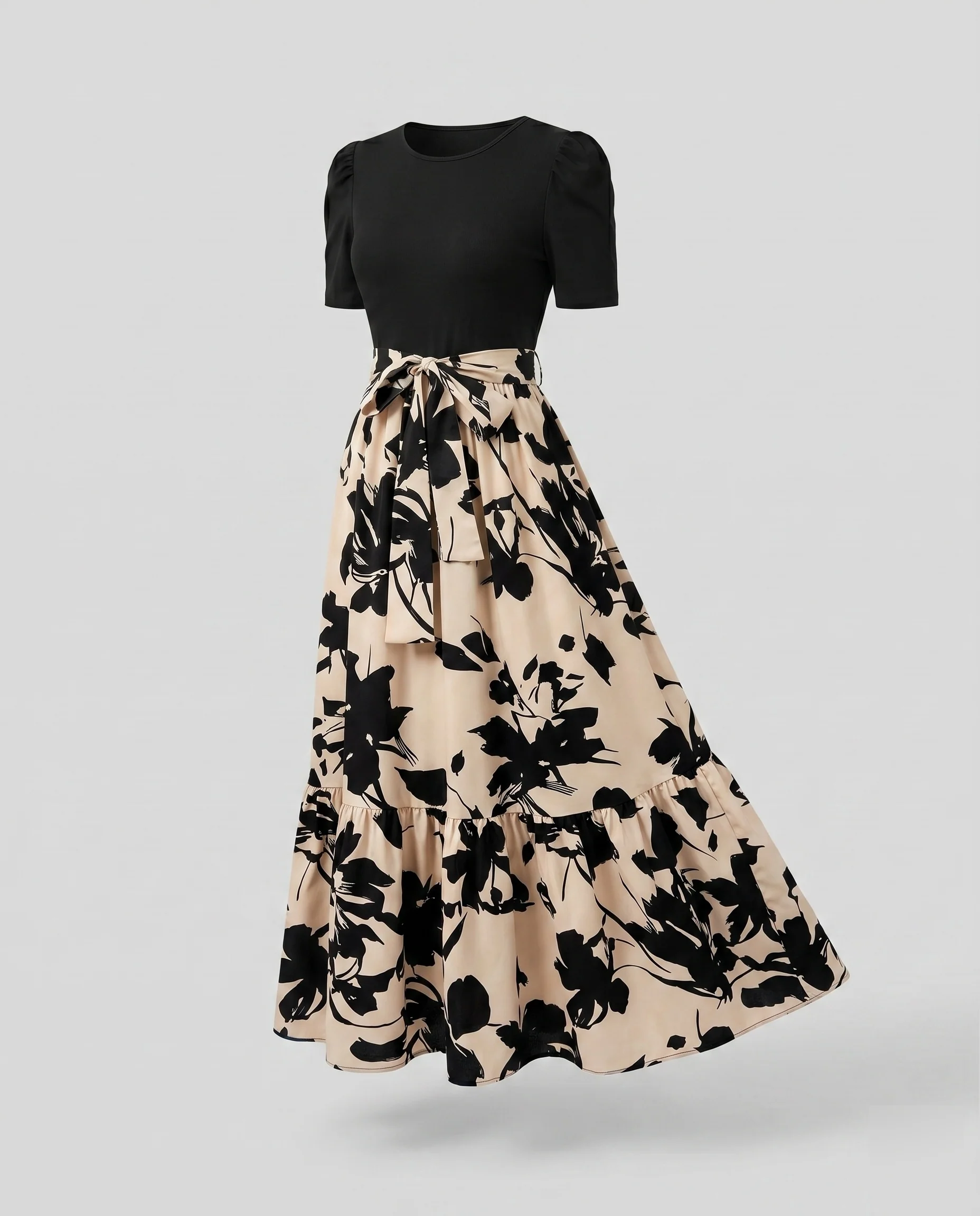 Damen Maxikleid mit Puffärmeln und Leopardenmuster R&B - Image 9