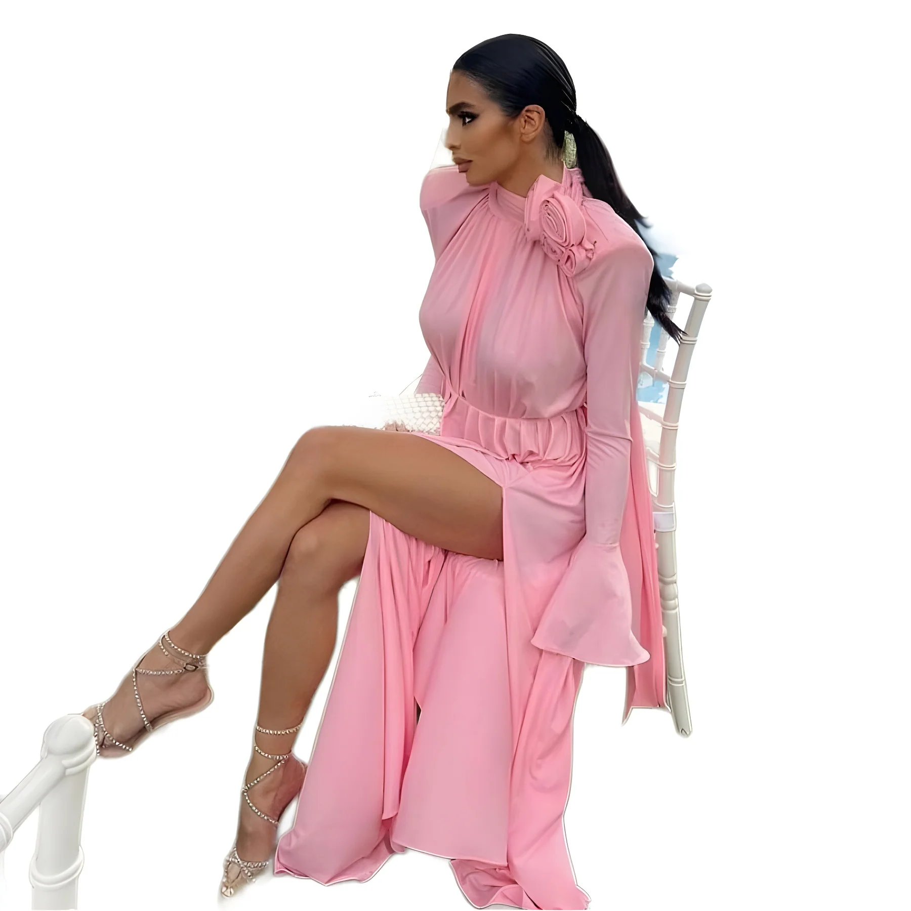 Damen Maxikleid mit raffiniertem Floraldekore und transparenten Ärmeln R&B - Image 5