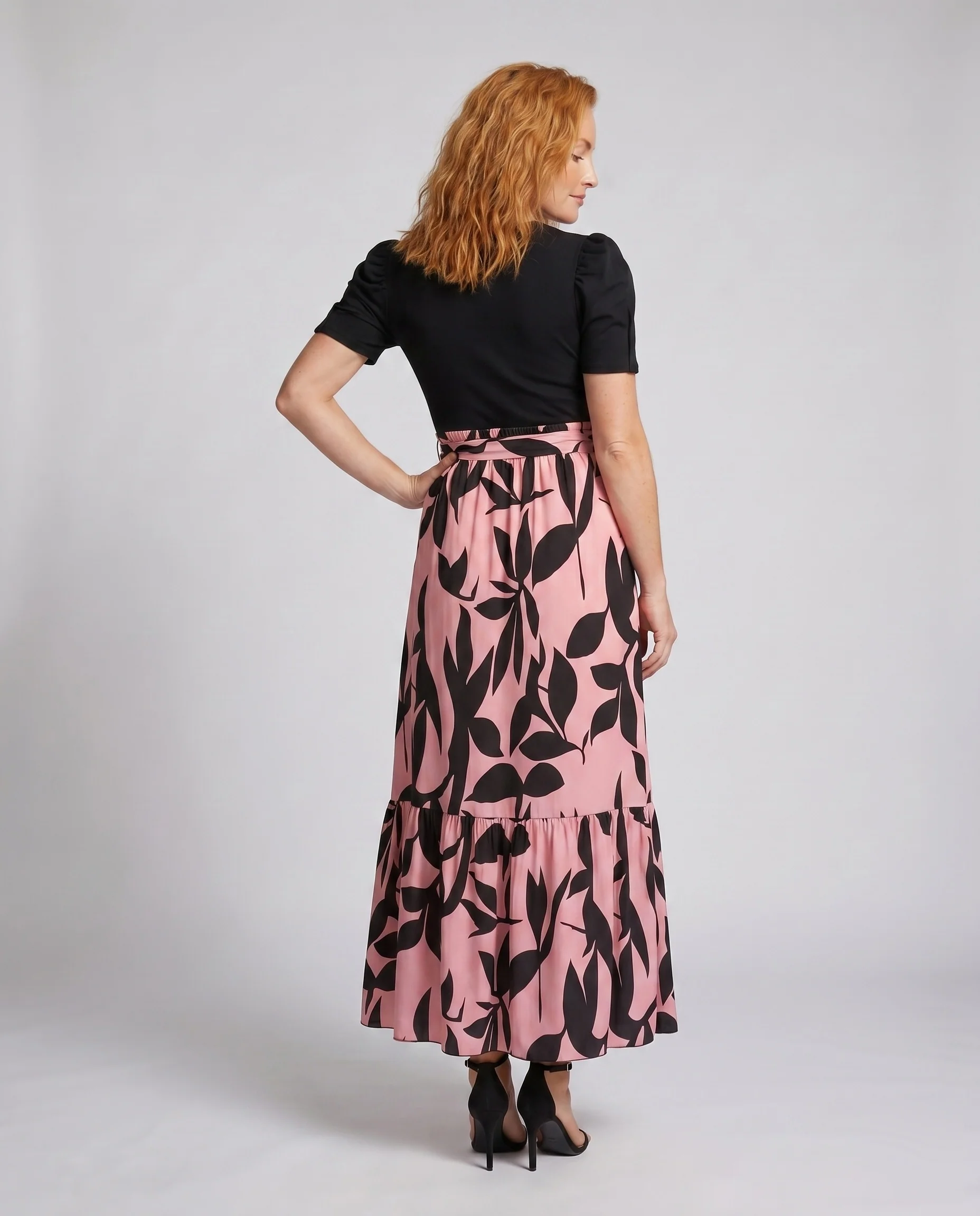 Damen Maxikleid mit raffiniertem Muster und elastischem Taillenzug R&B - Image 4