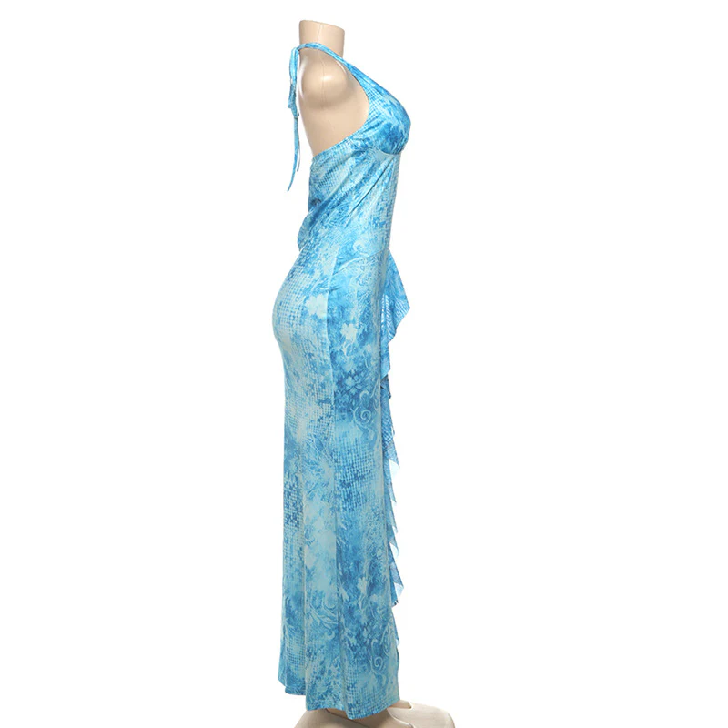 Damen Maxikleid mit raffiniertem Rüschendesign und tiefem V-Ausschnitt R&B - Image 2