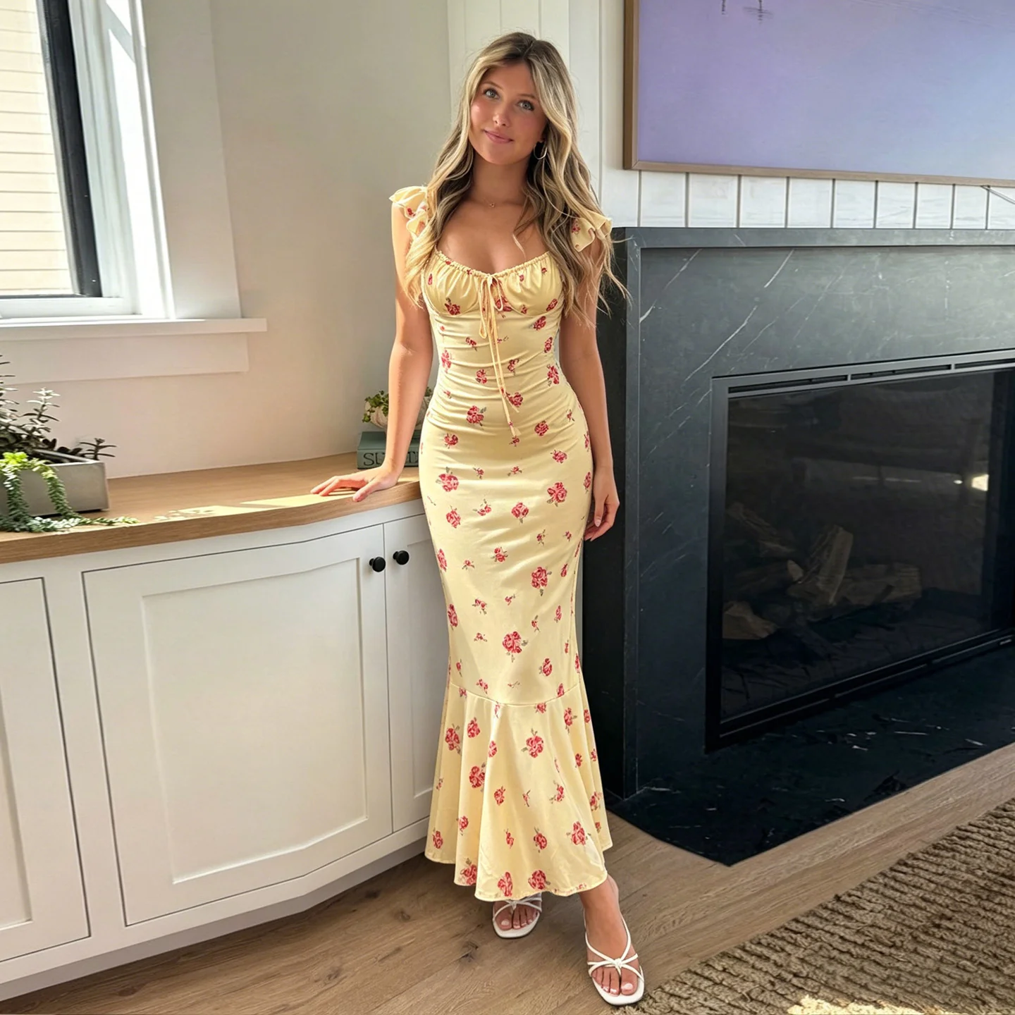 Damen Maxikleid mit raffiniertem Volant und floralem Muster Heidi-Mode - Image 2