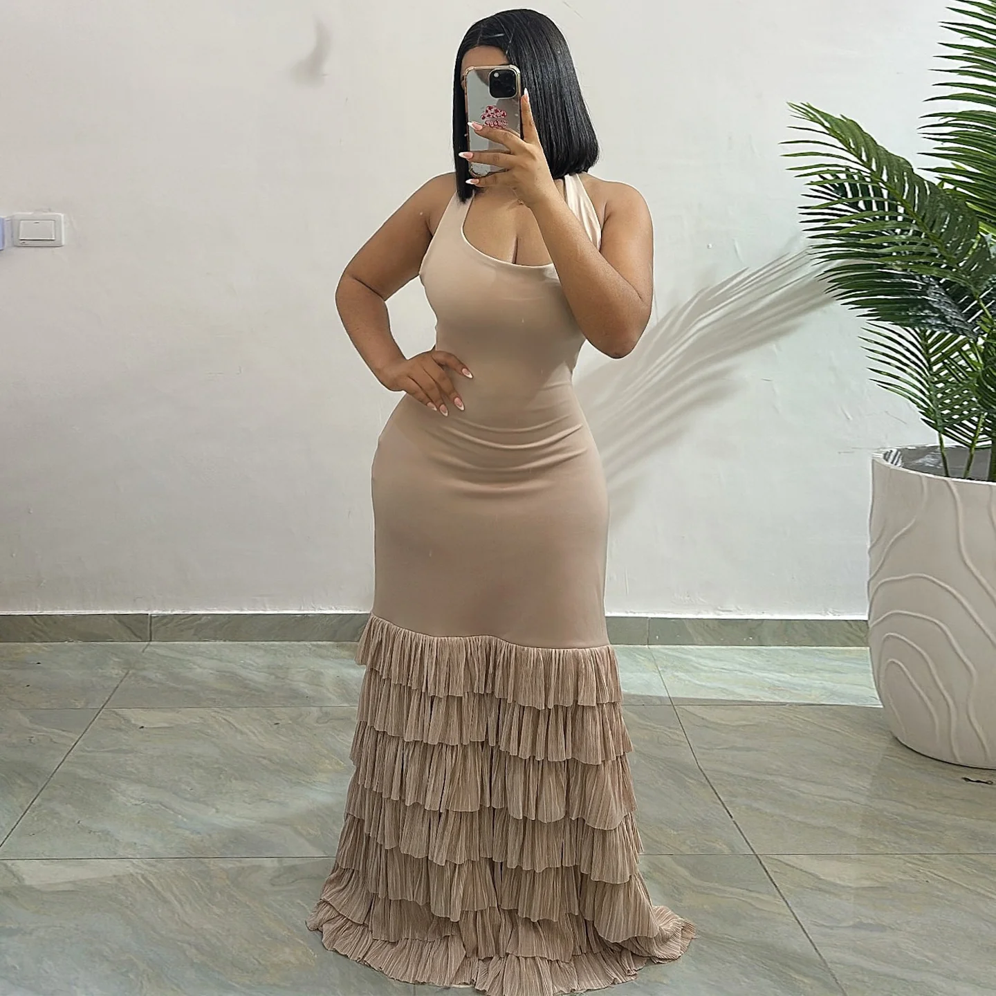 Damen Maxikleid mit raffiniertem Volant und tailliertem Schnitt R&B - Image 4