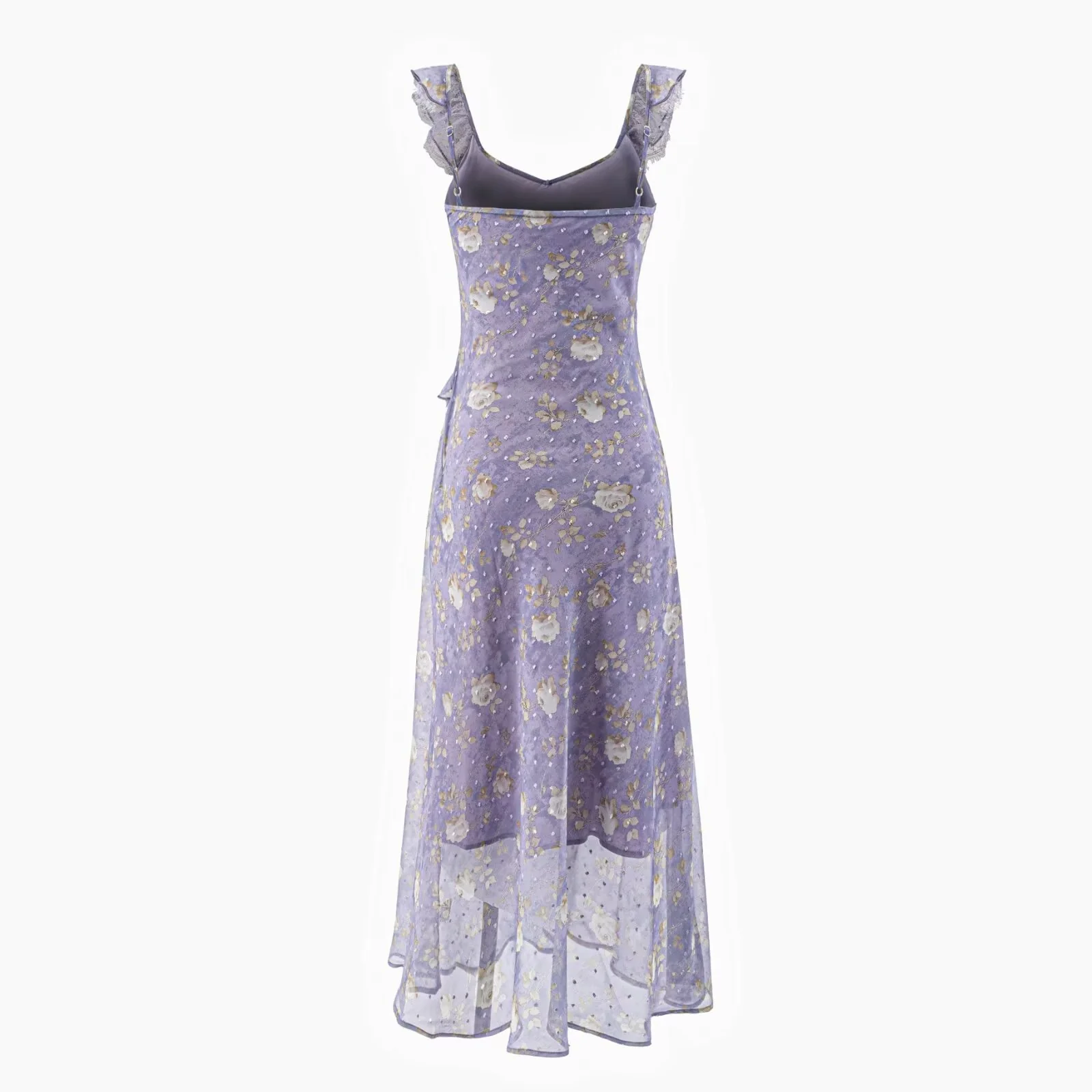 Damen Maxikleid mit romantischem Rüschensaum und floralem Muster R&B - Image 2