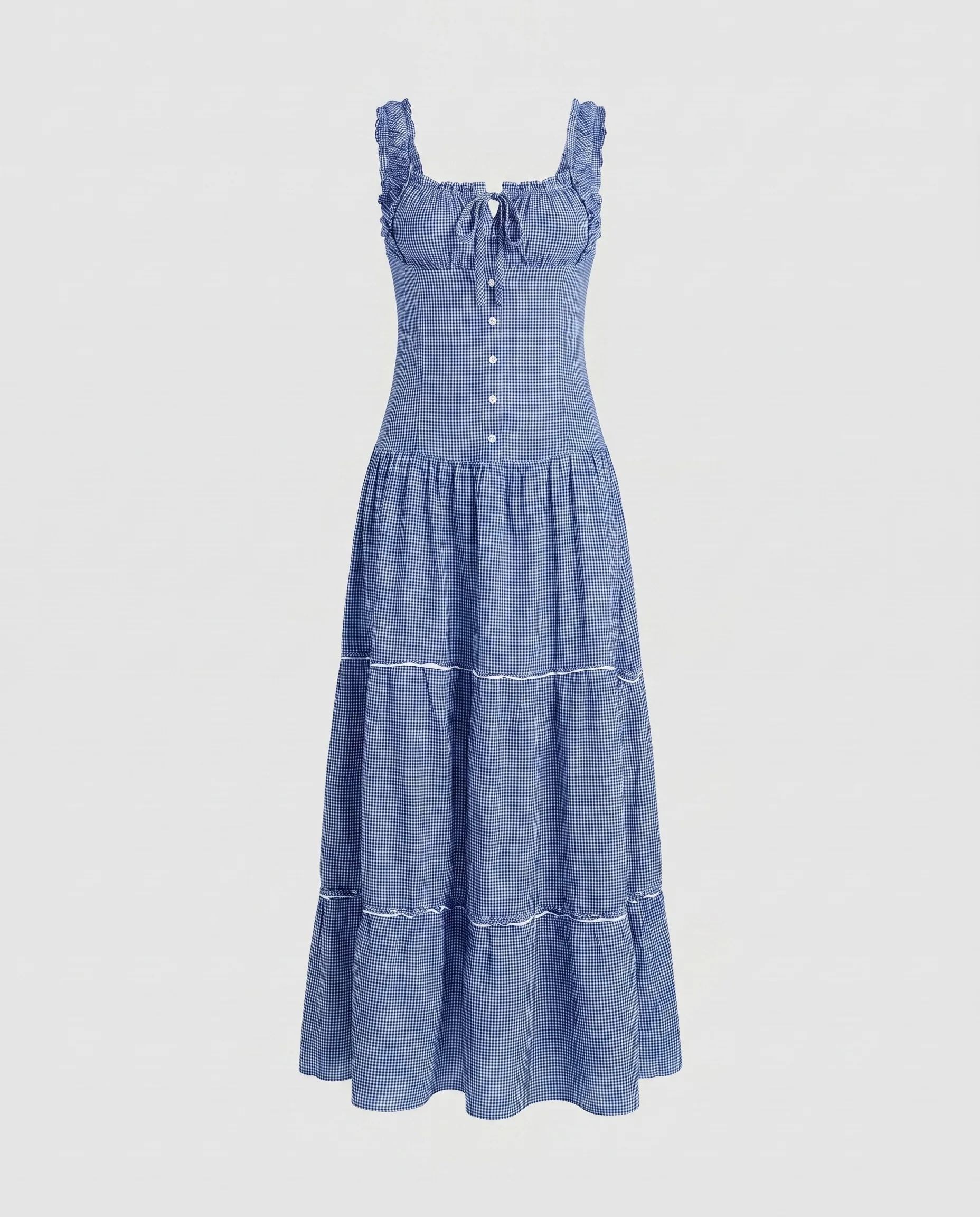 Damen Maxikleid mit Rüschendetails und Knopfverschluss - Image 6
