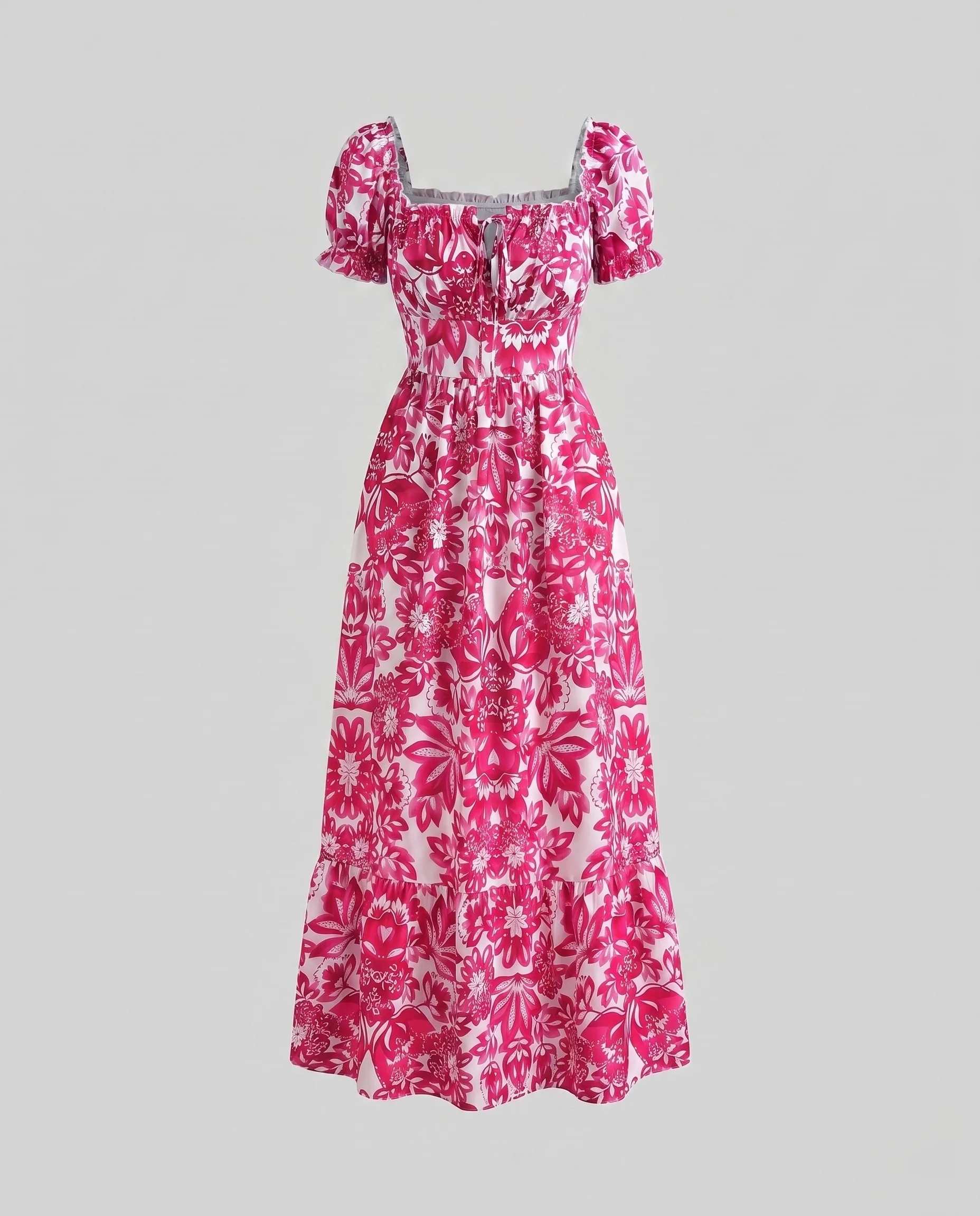 Damen Maxikleid mit Rüschendetails und Quadrat-Ausschnitt R&B - Image 6