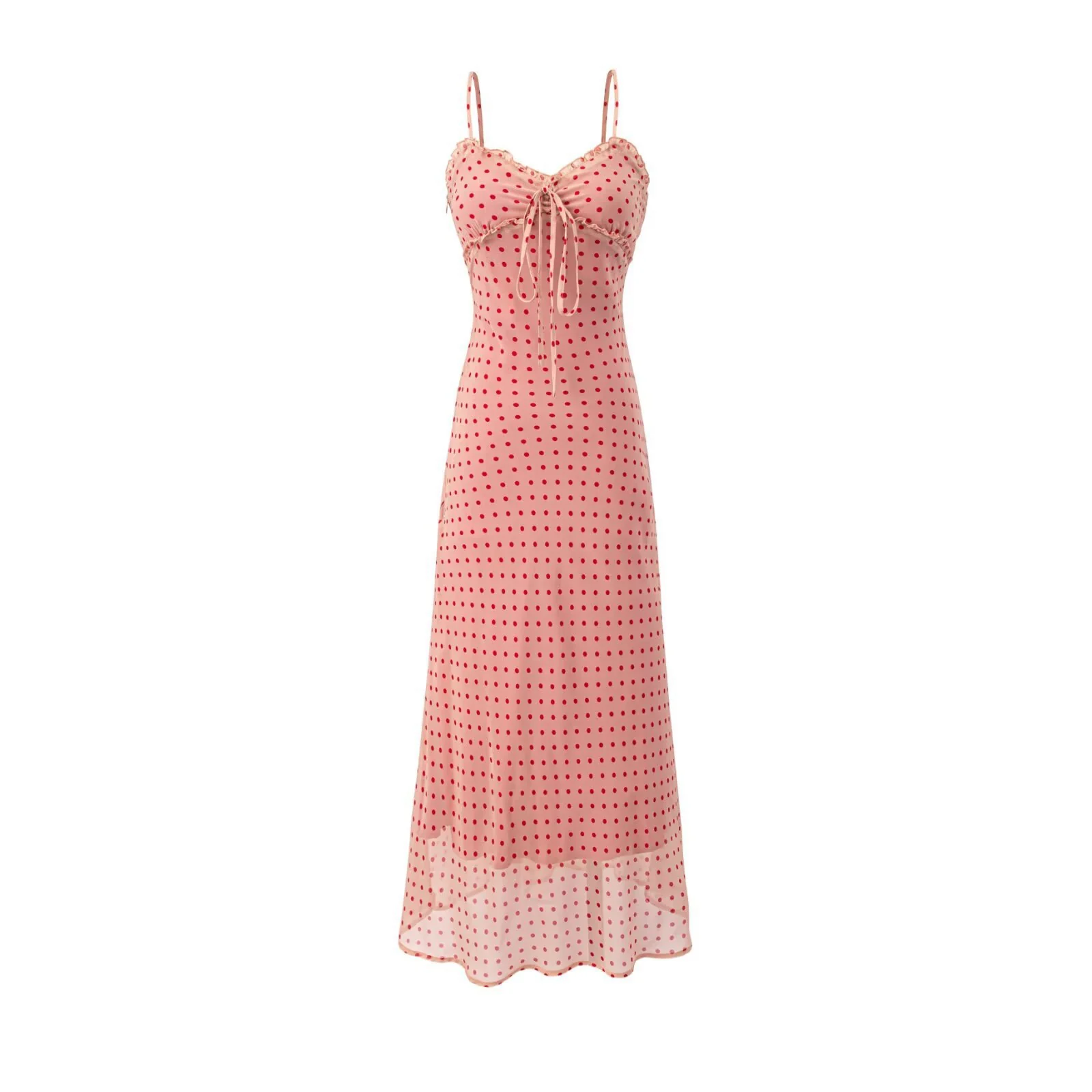 Damen Maxikleid mit schickem Punkte-Muster und verstellbaren Spaghettiträgern R&B - Image 5