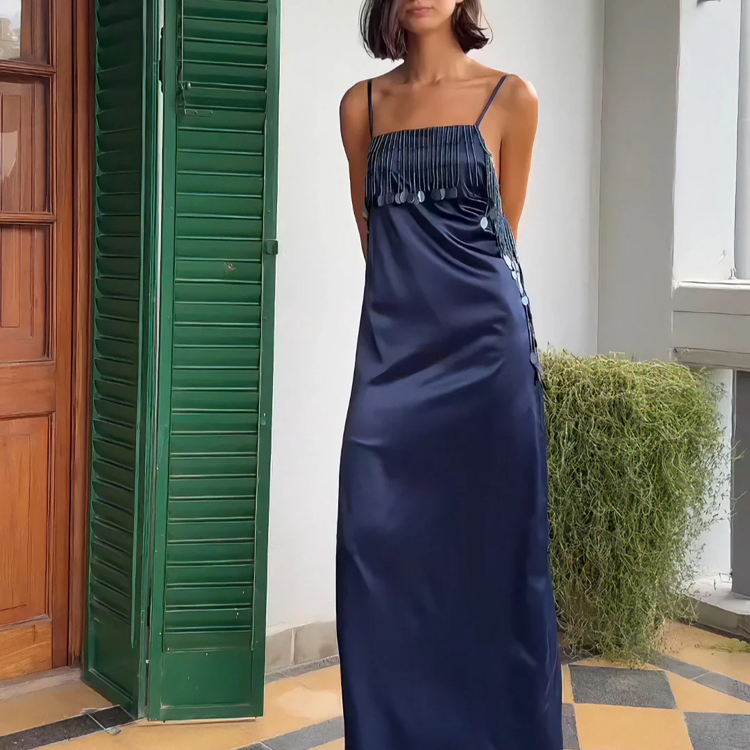 Damen Maxikleid mit schimmernden Pailletten und tranchierendem Saum R&B - Image 3