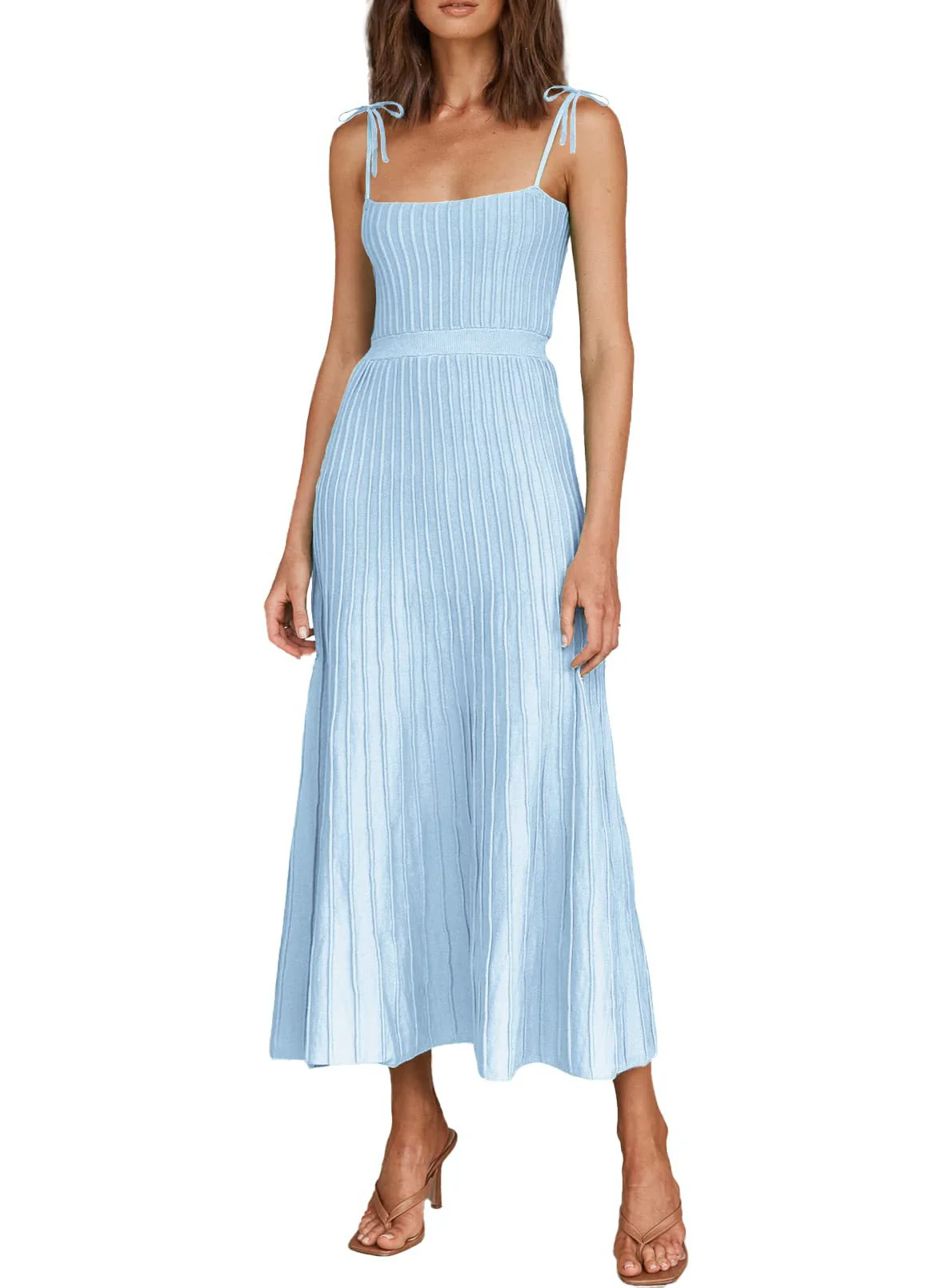 Damen Maxikleid mit schmalen Trägern und feinem Rippdesign R&B - Image 4