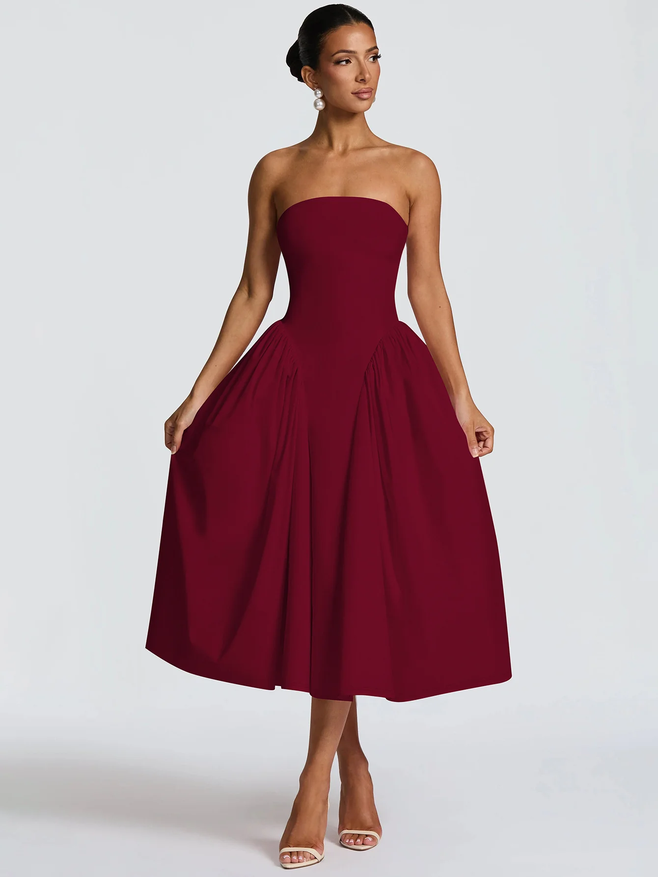 Damen Maxikleid mit schulterfreiem Design und fließendem Schnitt R&B - Image 7