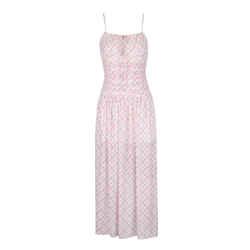 Damen Maxikleid mit Spaghettiträgern und eleganter Raffungen R&B - Image 5
