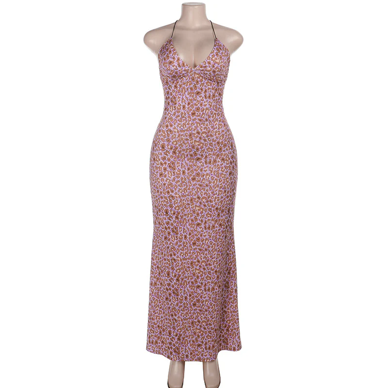 Damen Maxikleid mit Spaghettiträgern und aufregendem Leopardenmuster R&B - Image 5