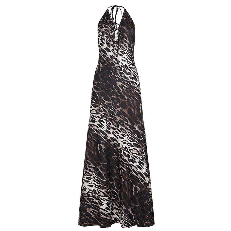 Damen Maxikleid mit tiefem V-Ausschnitt und aufregendem Leopardenmuster R&B - Image 6