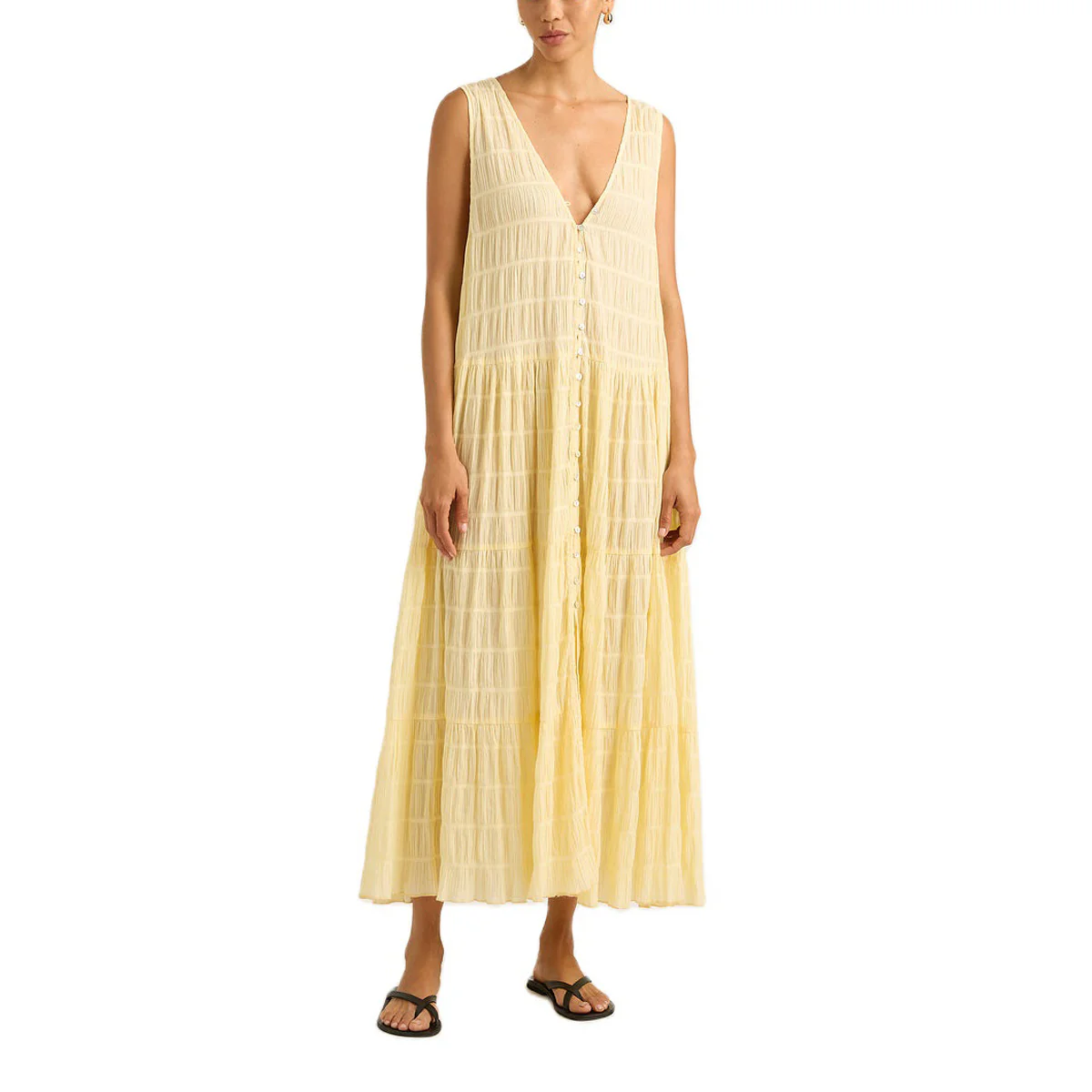 Damen Maxikleid mit tiefem V-Ausschnitt und gestuftem Design R&B - Image 2
