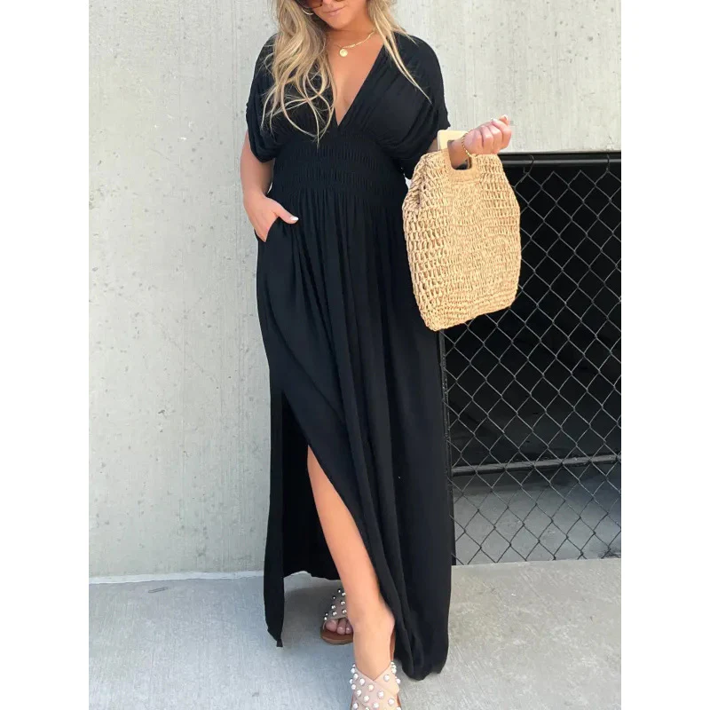 Damen Maxikleid mit tiefem V-Ausschnitt und praktischen Seitentaschen R&B - Image 11