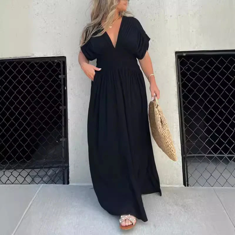Damen Maxikleid mit tiefem V-Ausschnitt und praktischen Seitentaschen R&B - Image 7