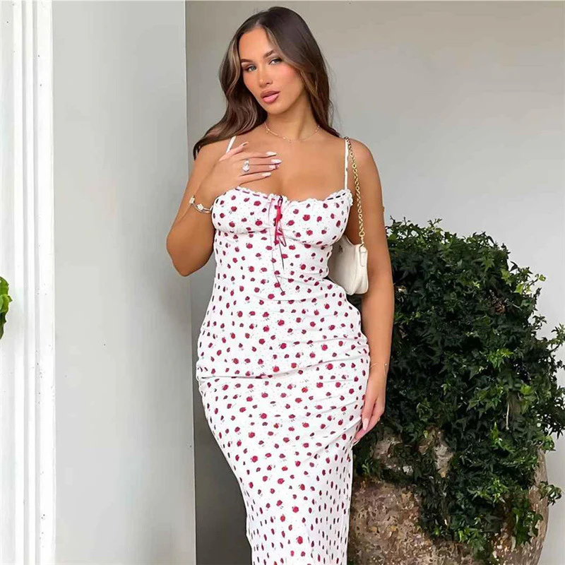 Damen Maxikleid mit verspieltem Blumendruck und verstellbaren Trägern R&B - Image 3