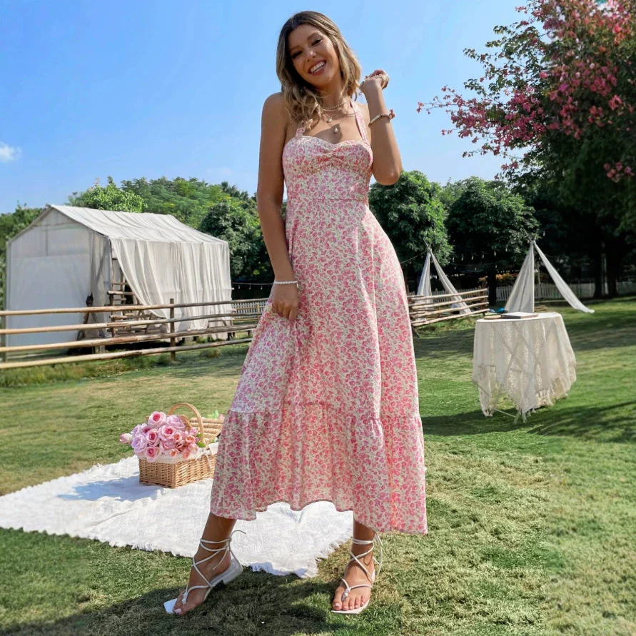 Damen Maxikleid mit verspieltem Blumenmuster und tailliertem Schnitt R&B - Image 3