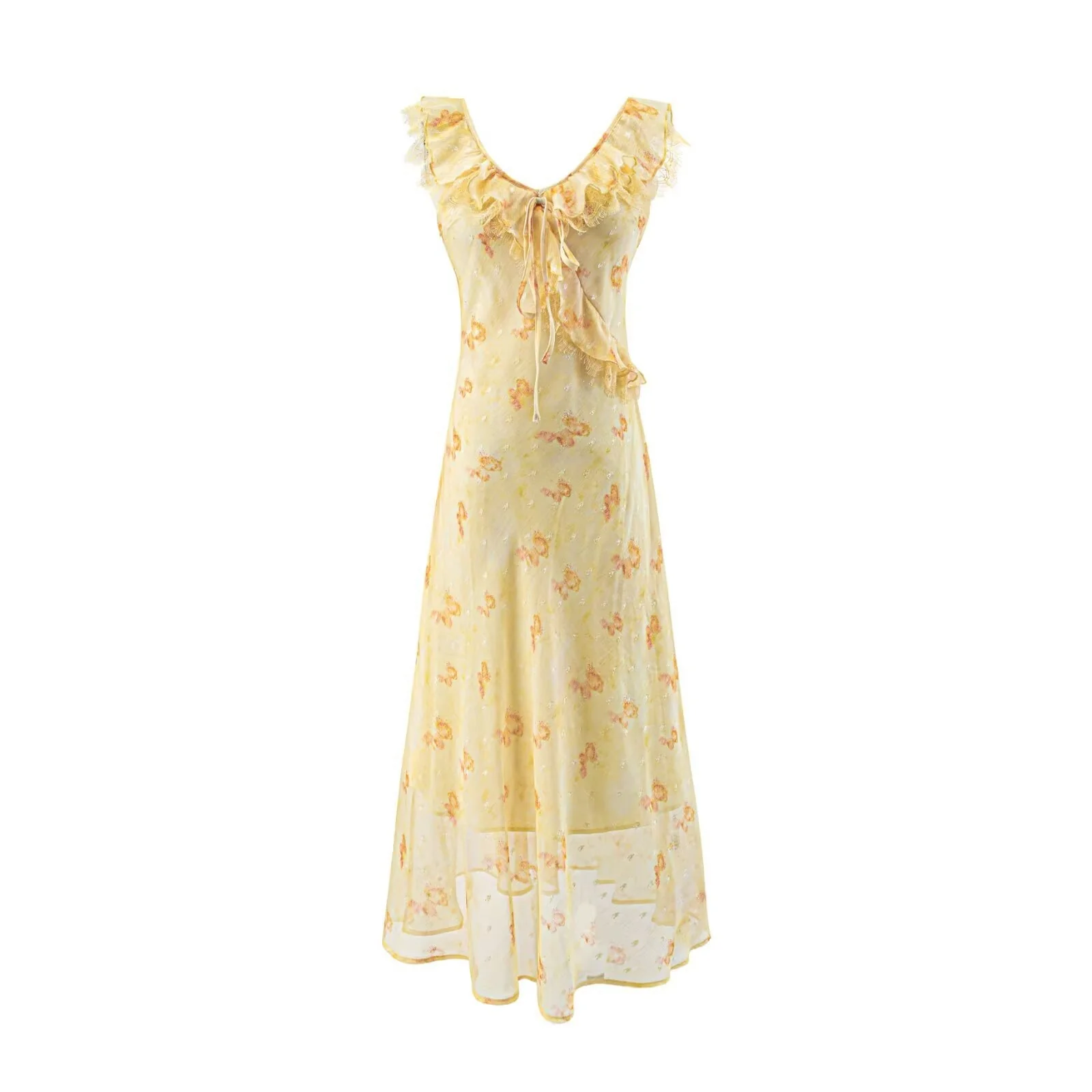 Damen Maxikleid mit verspieltem Rüschendesign und Blumenmuster R&B - Image 5