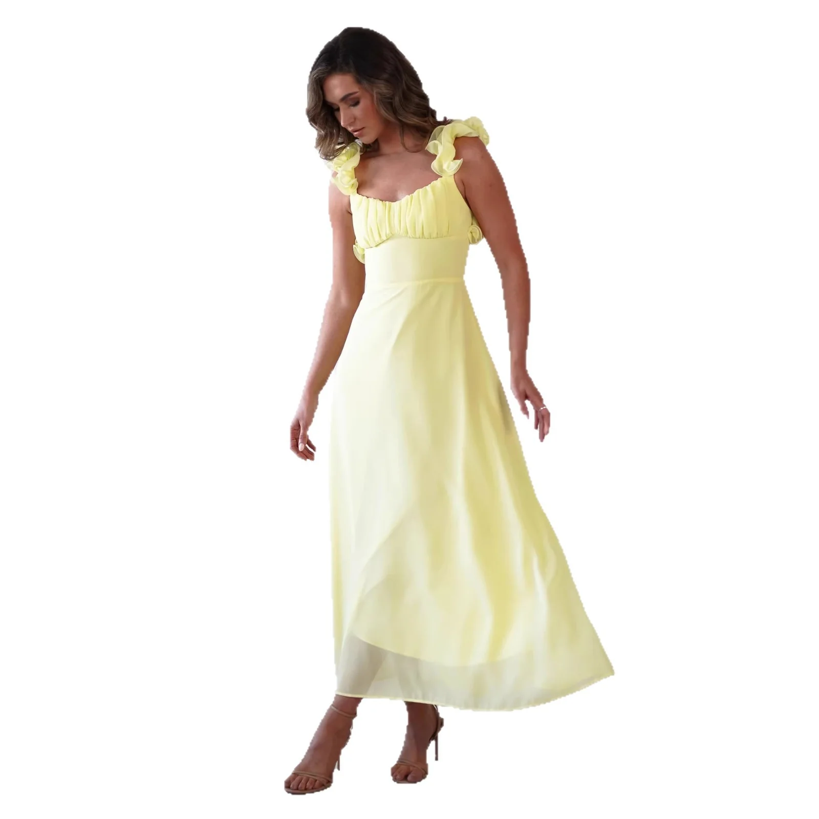 Damen Maxikleid mit verspielten Rüschendetails und elastischem Oberteil R&B - Image 5