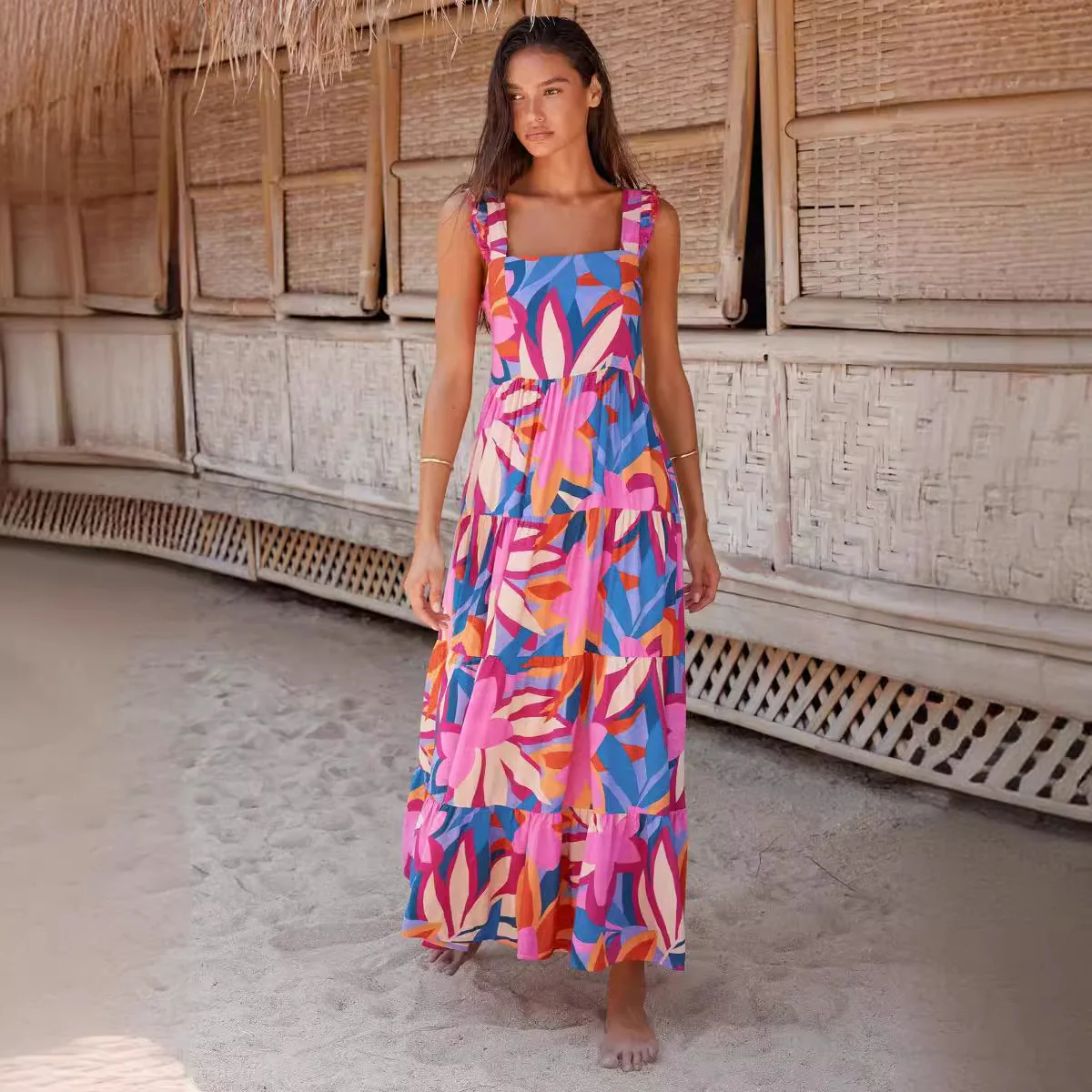 Damen Maxikleid mit voluminösem Rock und zarten Rüschendetails R&B - Image 2