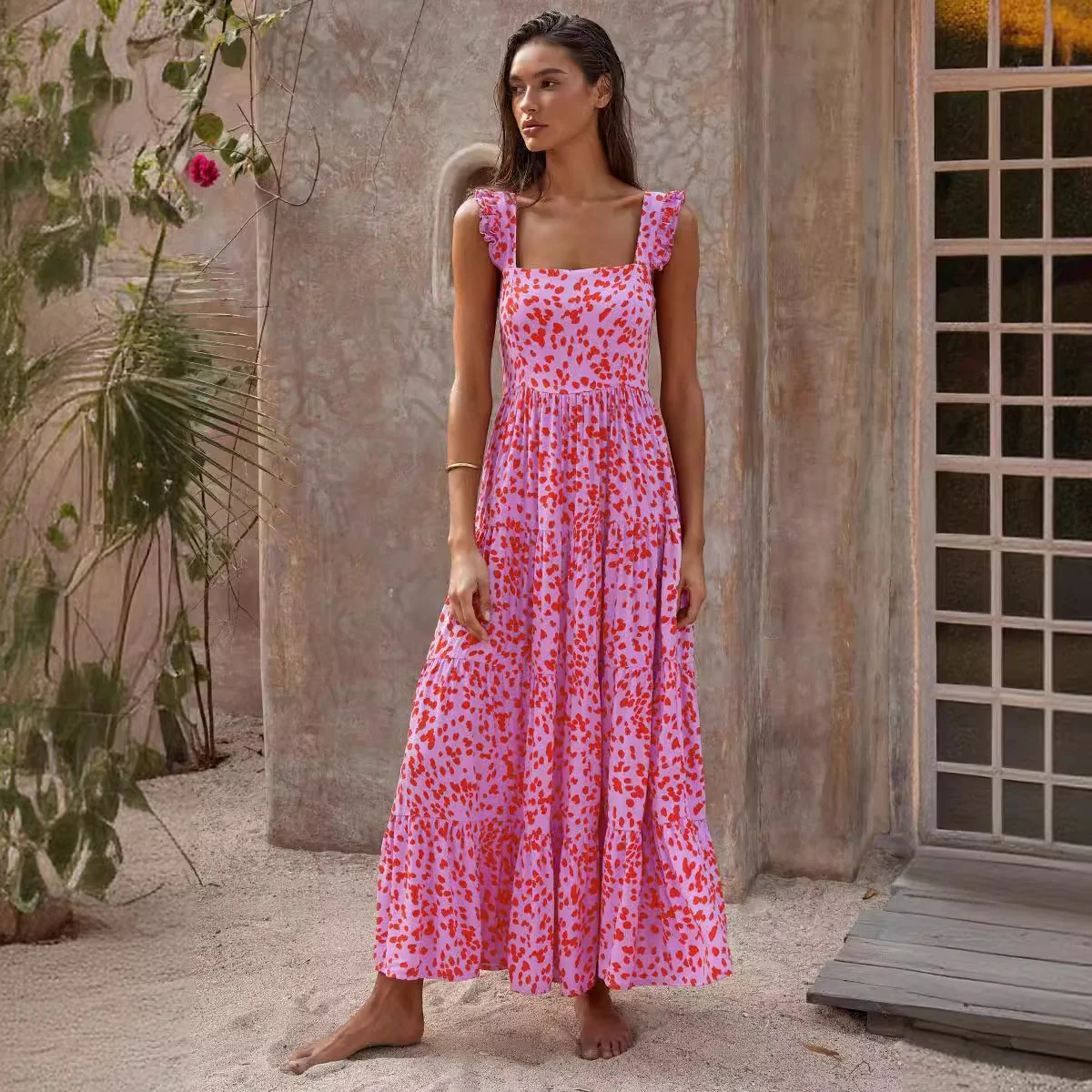 Damen Maxikleid mit voluminösem Rock und zarten Rüschendetails R&B - Image 4