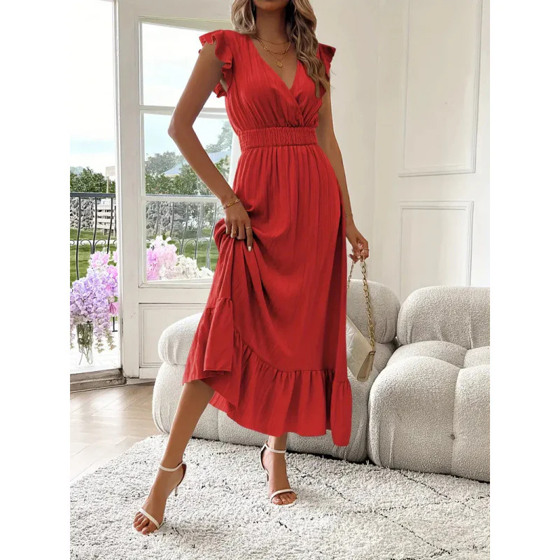 Damen Maxikleid mit voluminösen Rüschenärmel und elegantem Bund R&B - Image 10
