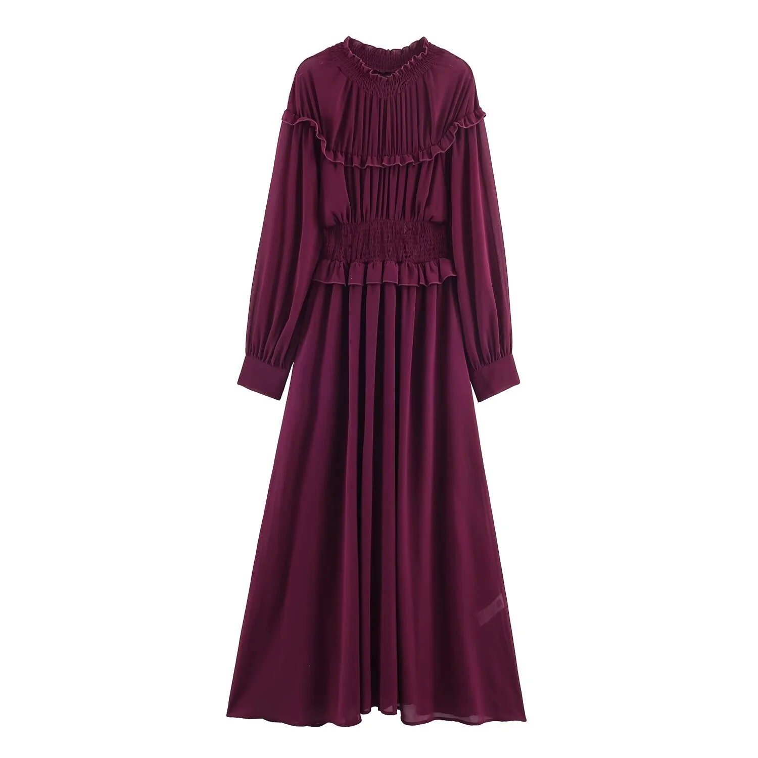 Damen Maxikleid mit voluminösen Rüschendetails und schmalem Gürtel R&B - Image 3