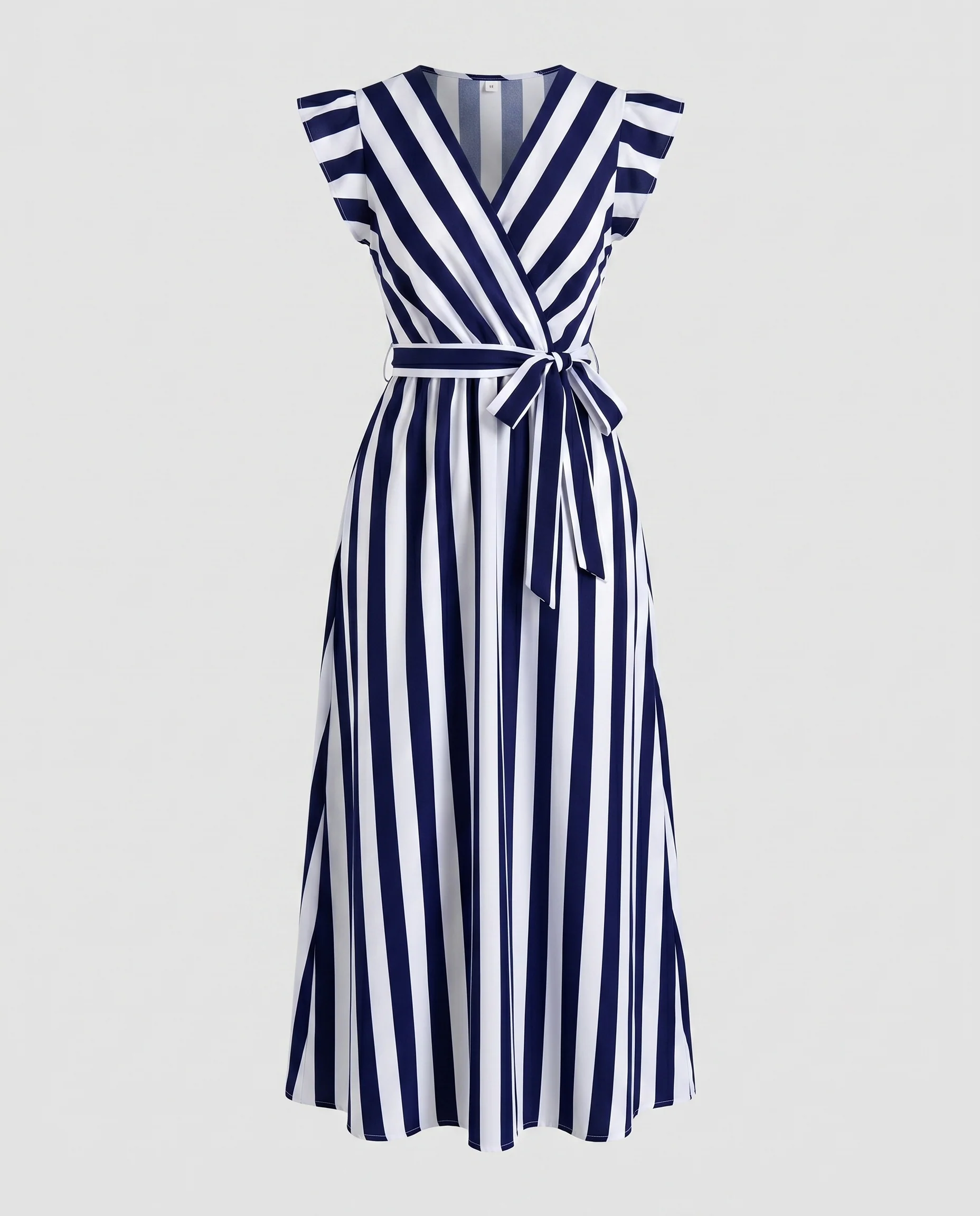 Damen Maxikleid mit Wickeloptik und Rüschenärmeln R&B - Image 5