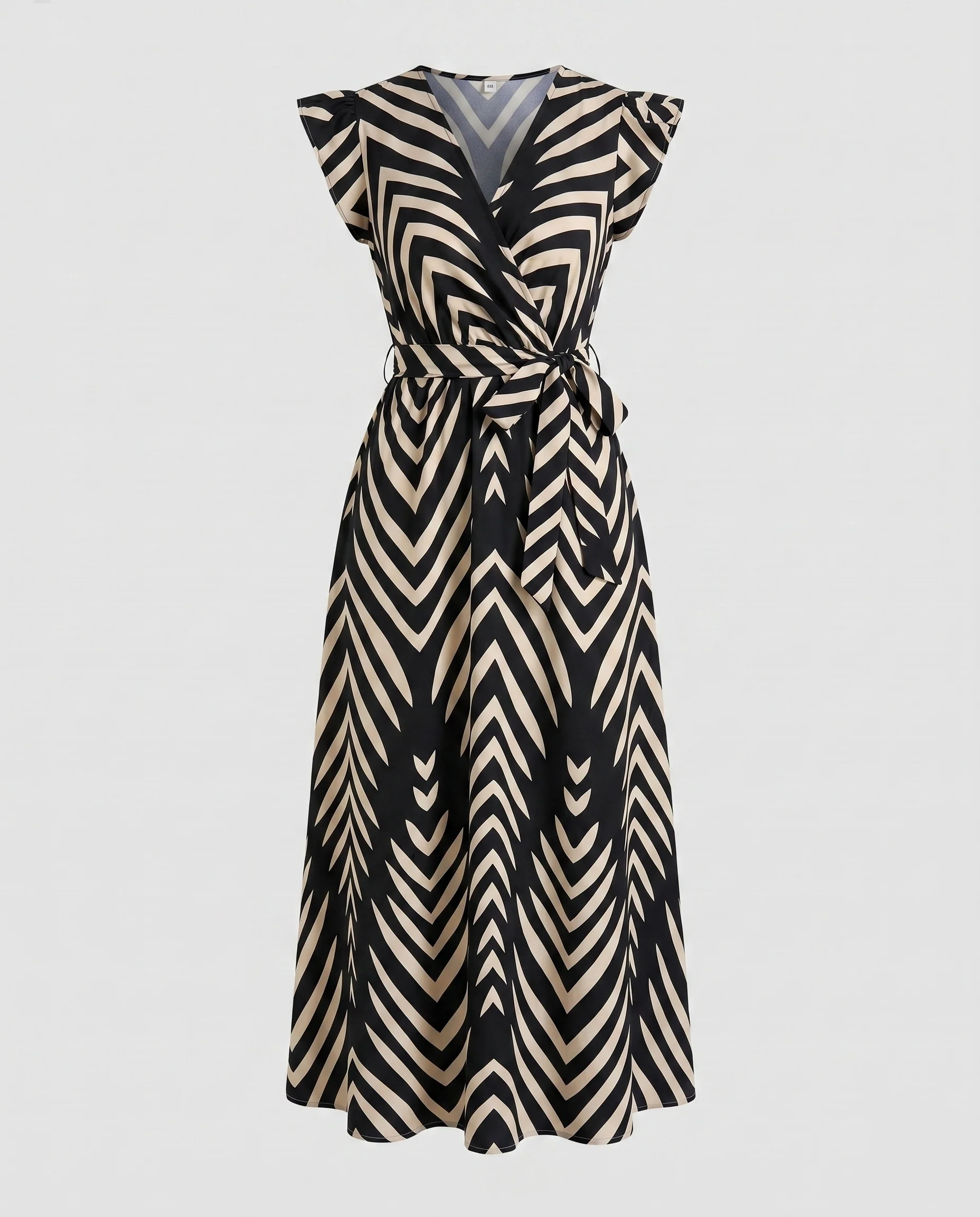 Damen Maxikleid mit Wickeloptik und Rüschenärmeln R&B - Image 6