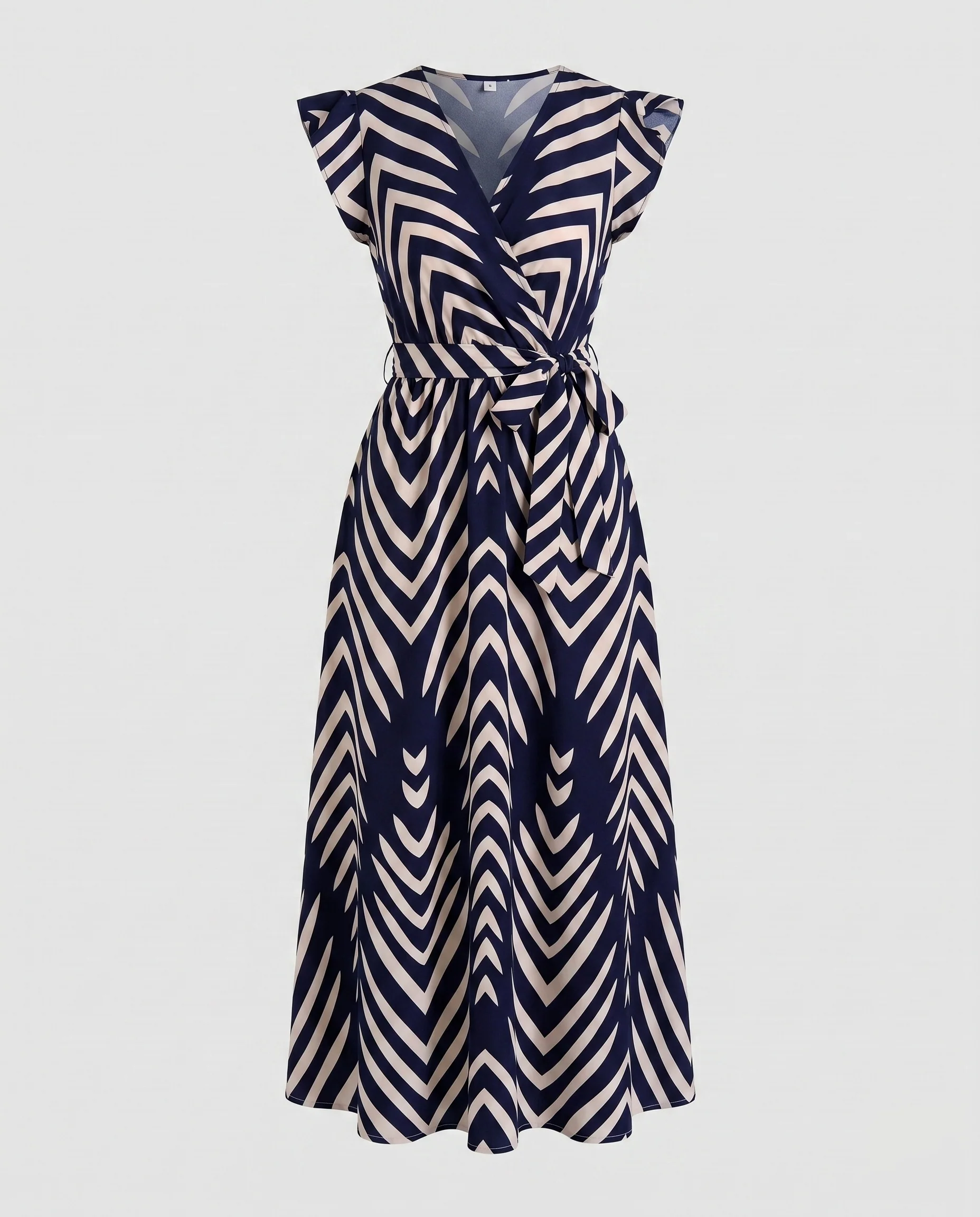 Damen Maxikleid mit Wickeloptik und Rüschenärmeln R&B - Image 7
