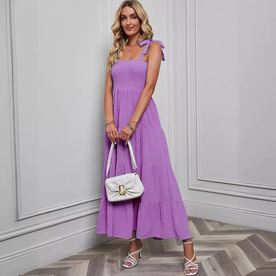 Damen Maxikleid mit zartem Smock-Oberteil und verstellbaren Trägern R&B - Image 3
