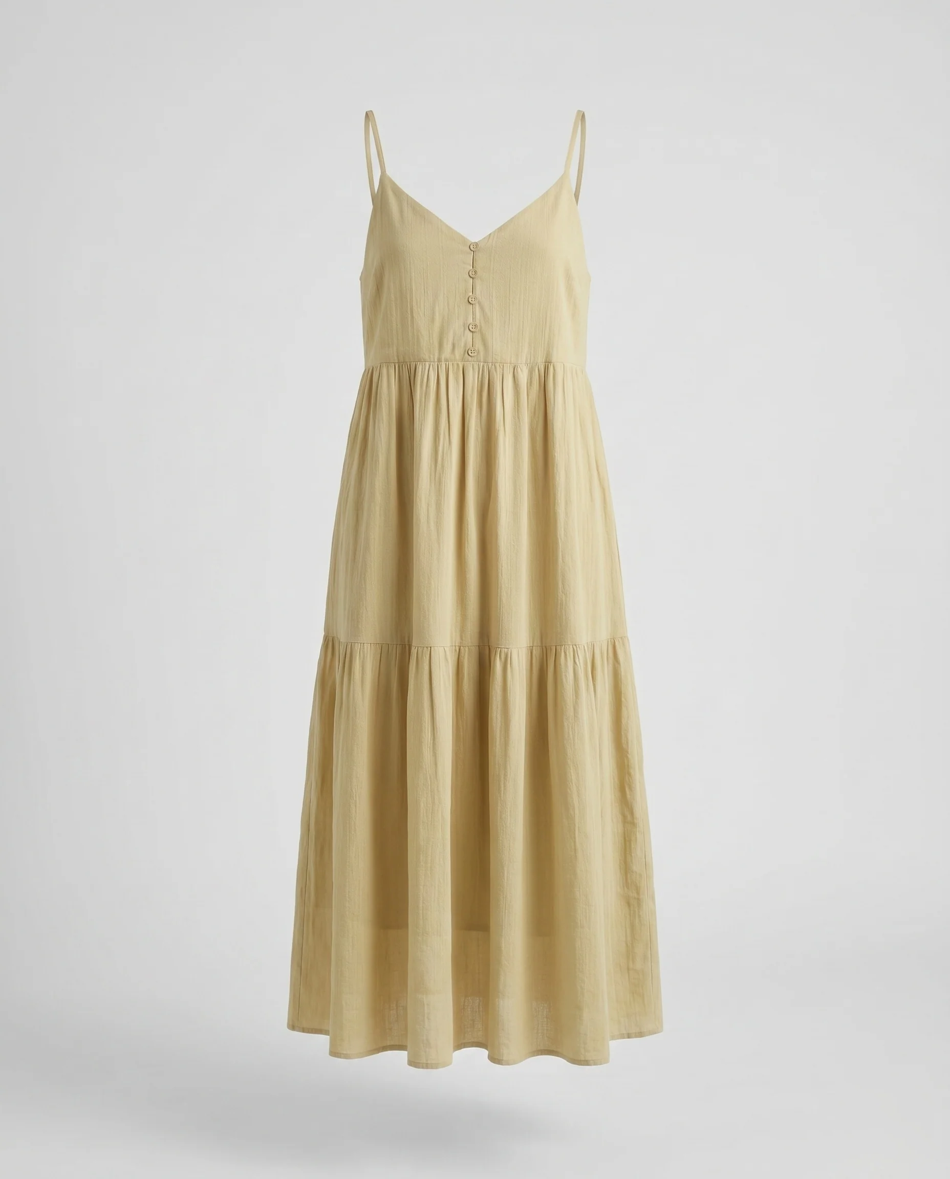Damen Maxikleid mit zarten Spaghettiträgern und Knopfleiste - Image 5